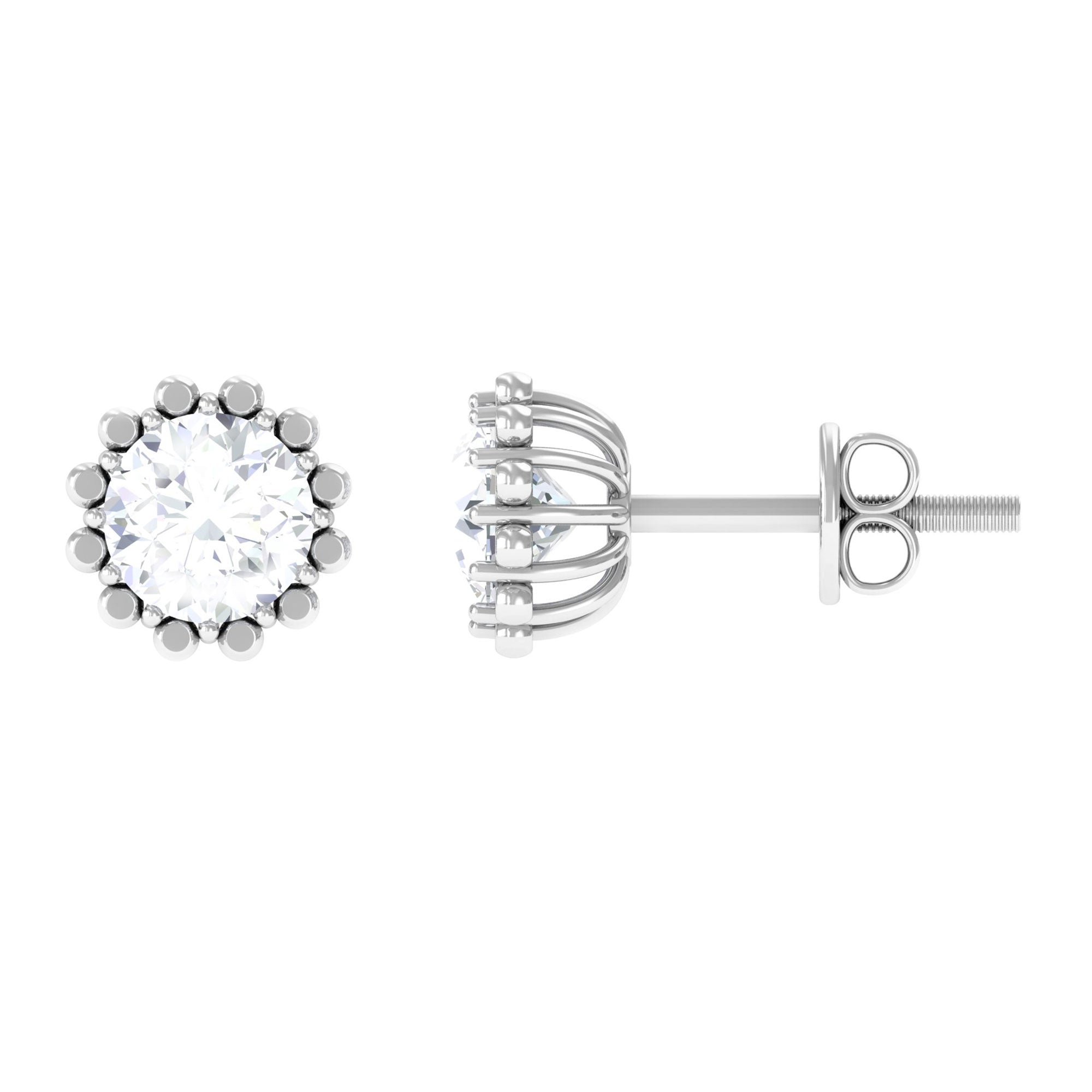 Certified Natural Diamond Studs with Screw Back