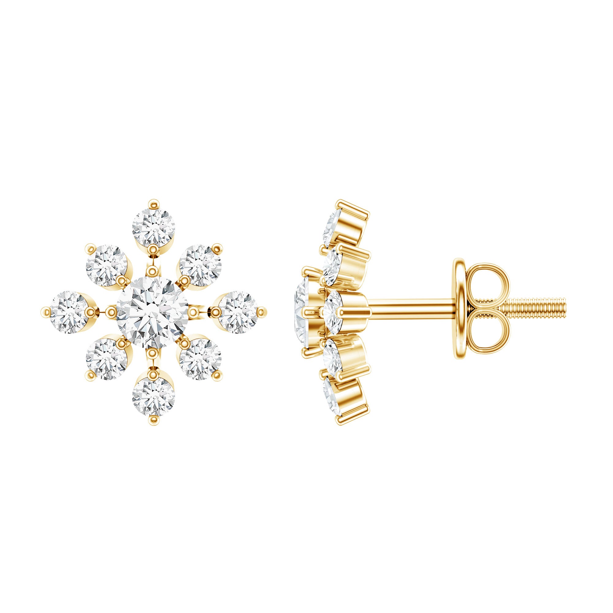 Certified Moissanite Floral Stud Earrings for Women D-VS1 - Rosec Jewels