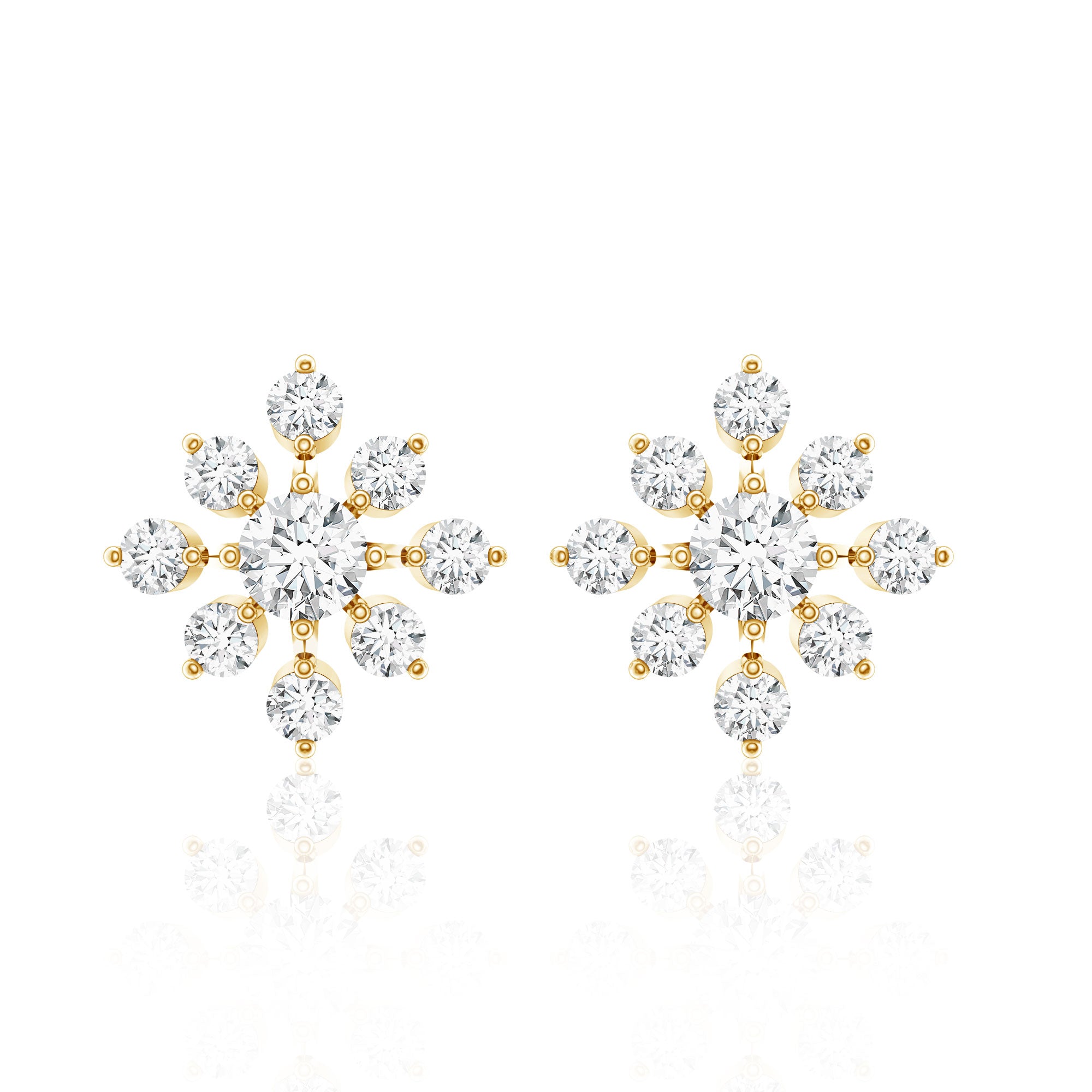 Certified Moissanite Floral Stud Earrings for Women D-VS1 - Rosec Jewels
