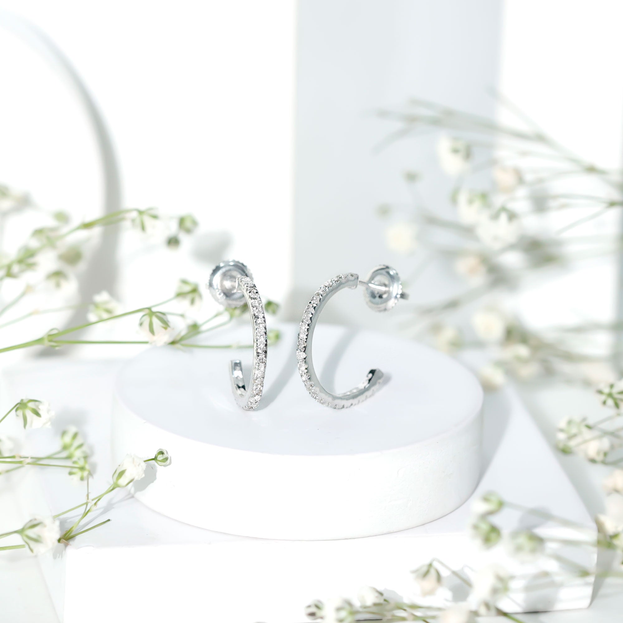 Certified Moissanite Hoop Earrings D-VS1 - Rosec Jewels