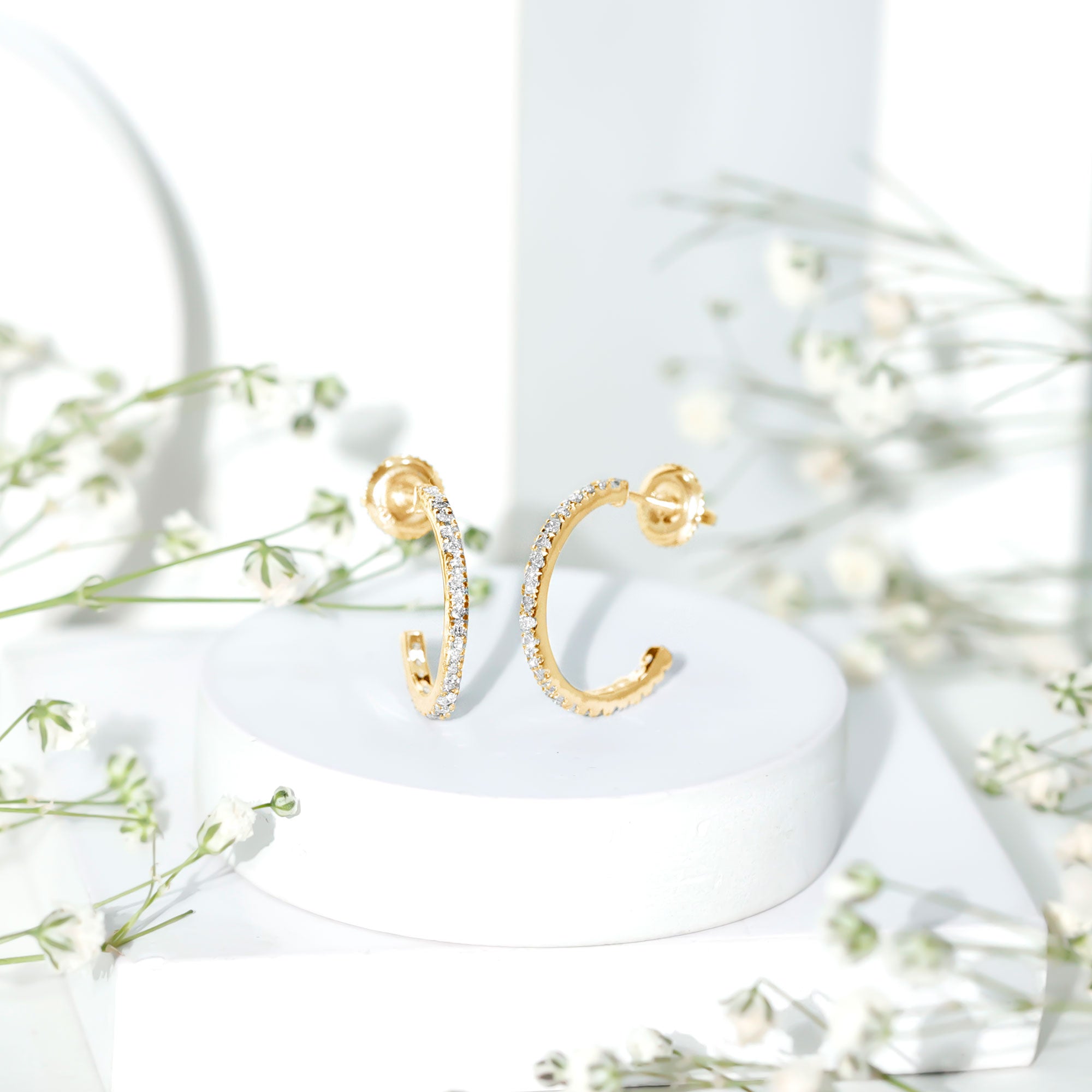 Certified Moissanite Hoop Earrings D-VS1 - Rosec Jewels