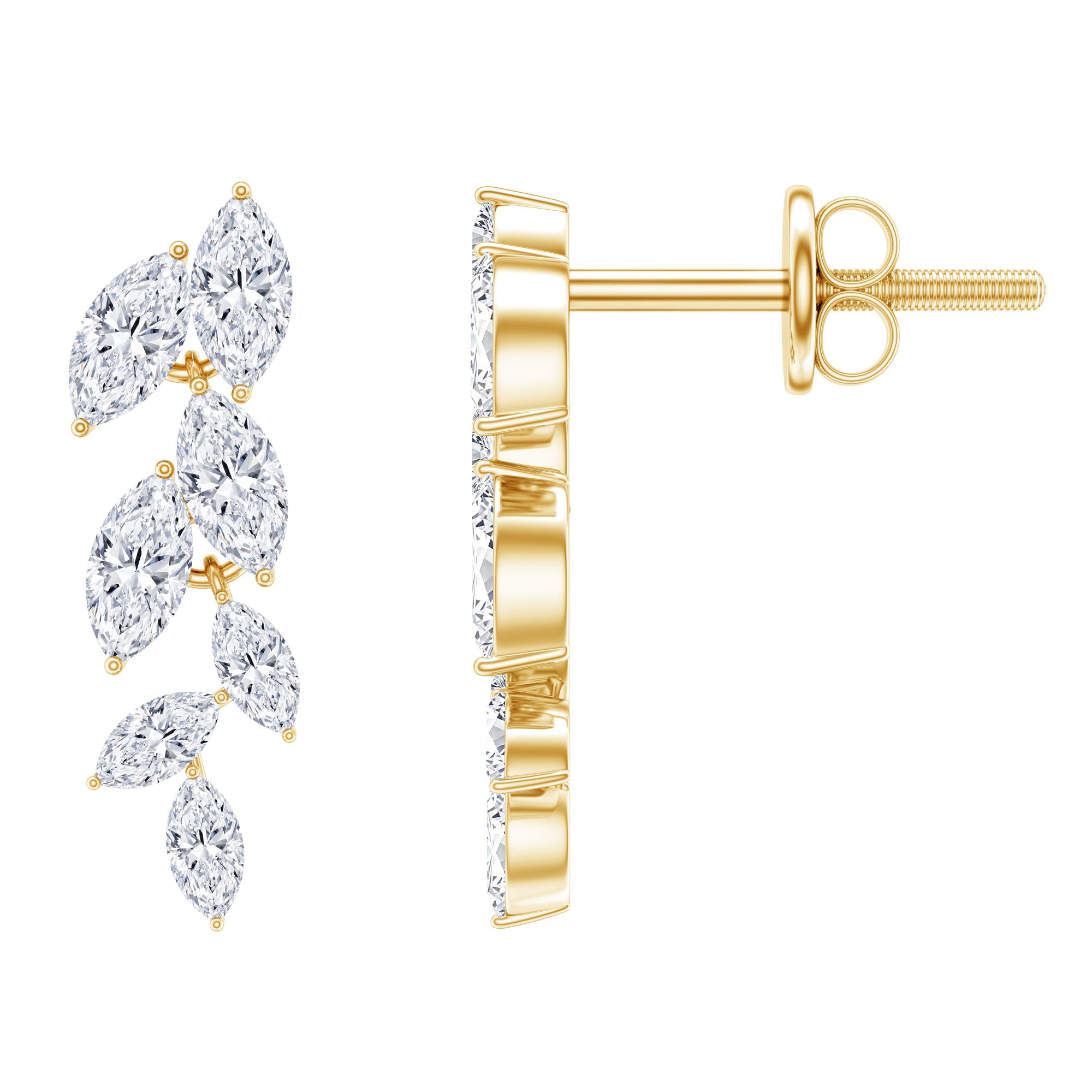 Marquise Cut Moissanite Bridal Dangle Earrings D-VS1 - Rosec Jewels
