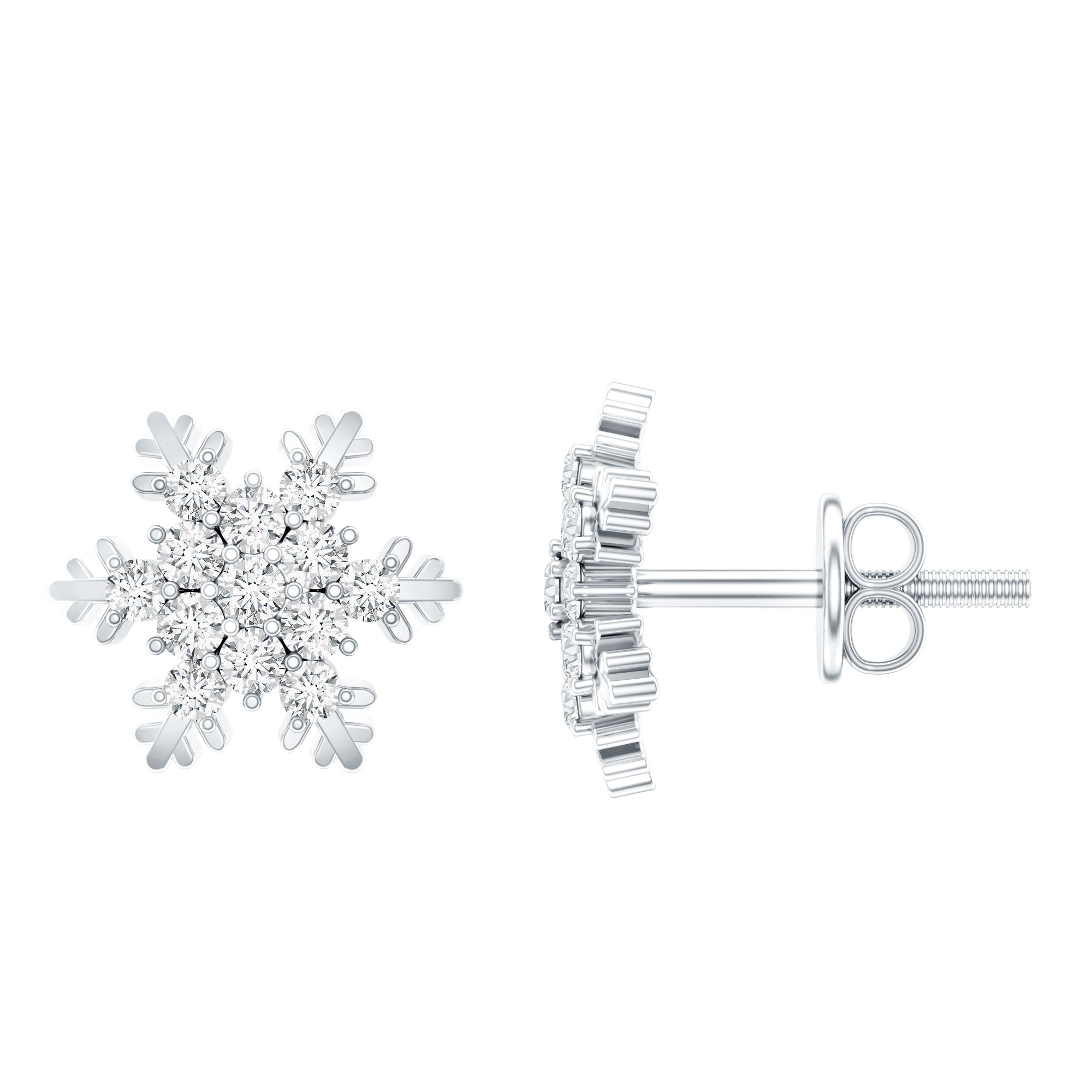 Boucles d'oreilles à tige en flocon de neige Moissanite certifiées