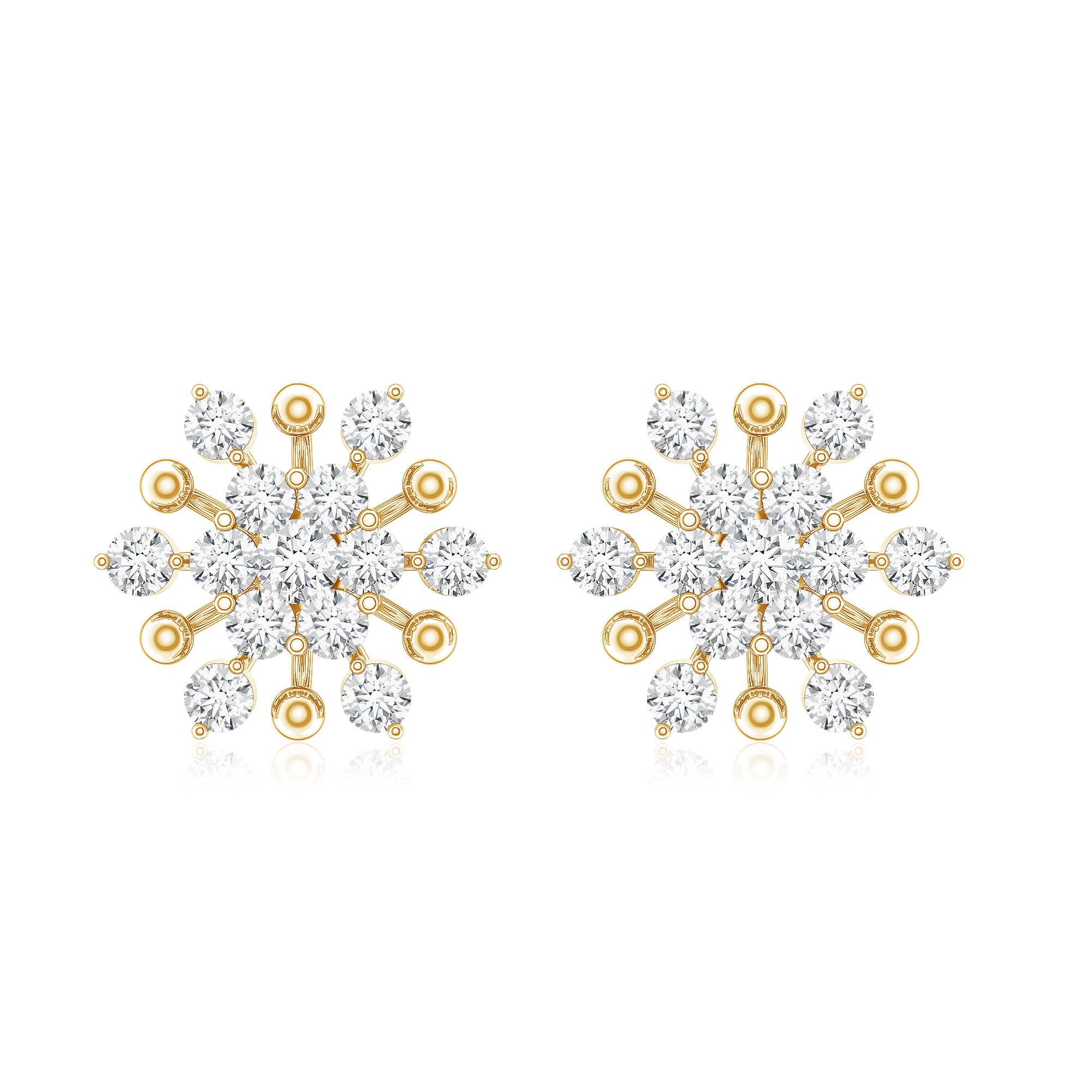 Moissanite Floral Cluster Stud Earrings D-VS1 - Rosec Jewels