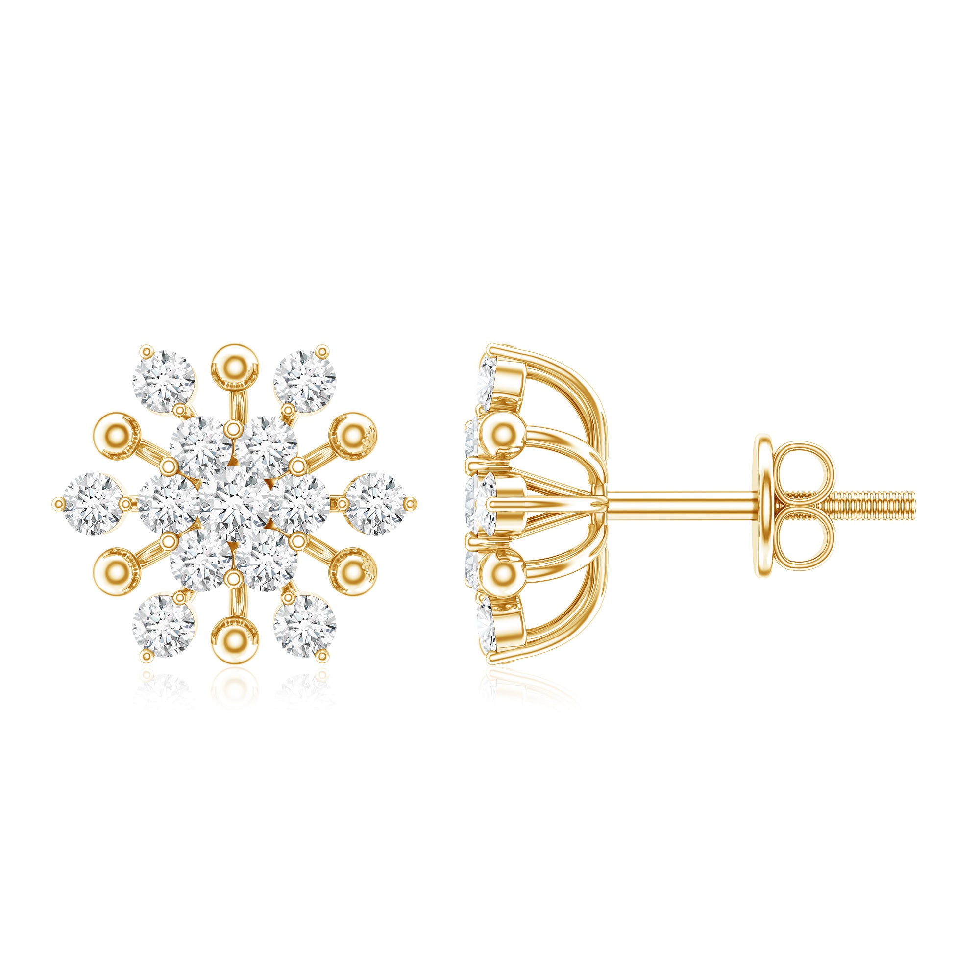 Moissanite Floral Cluster Stud Earrings D-VS1 - Rosec Jewels