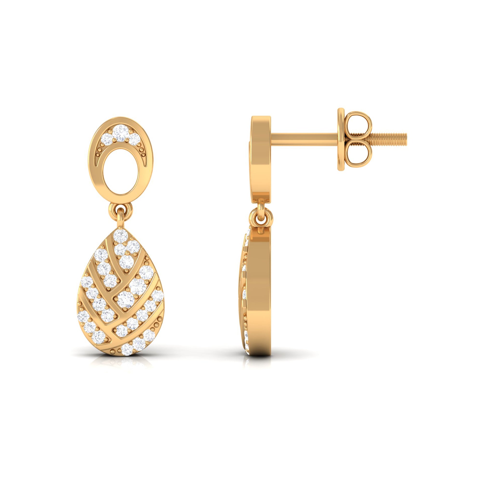 Rosec Jewels-Classic Diamond Gold Bridal Teardrop Earrings