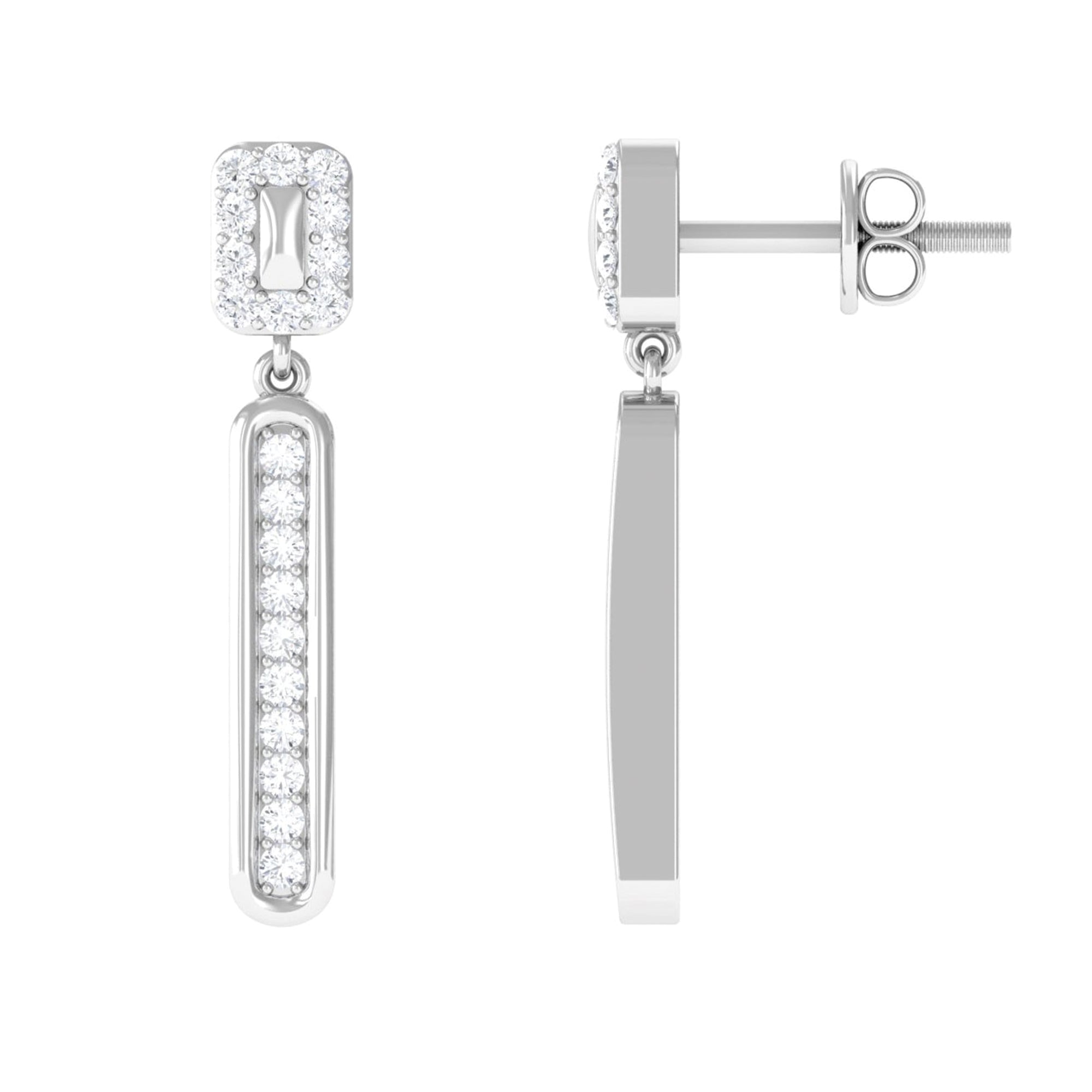 0.50 CT Certified Moissanite Bar Dangle Earrings