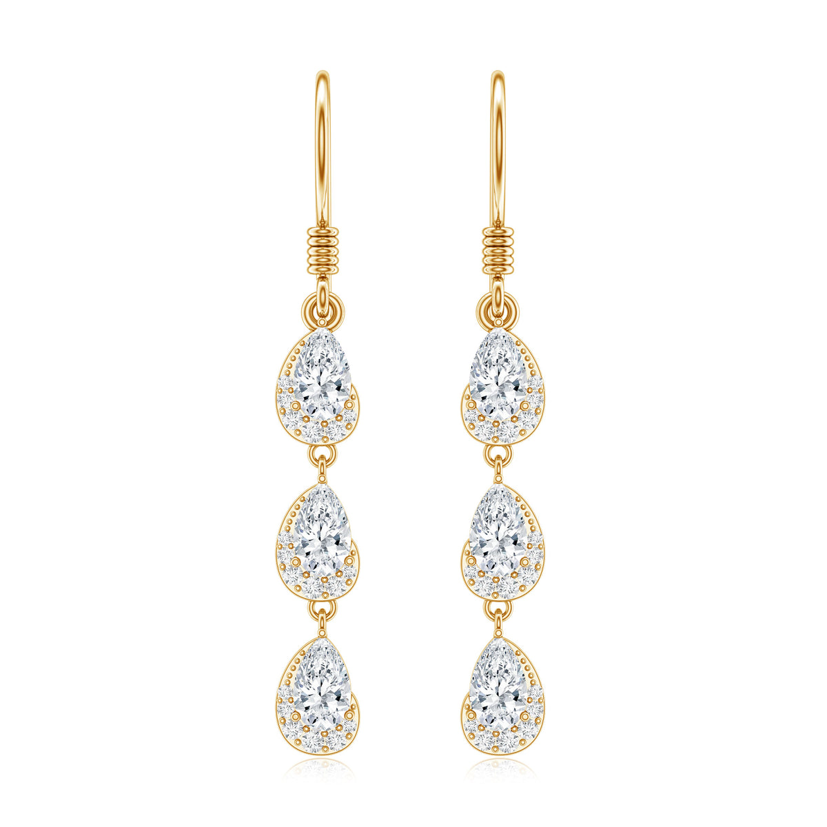 Certified Moissanite Dangling Wedding Earrings for Bride D-VS1 - Rosec Jewels
