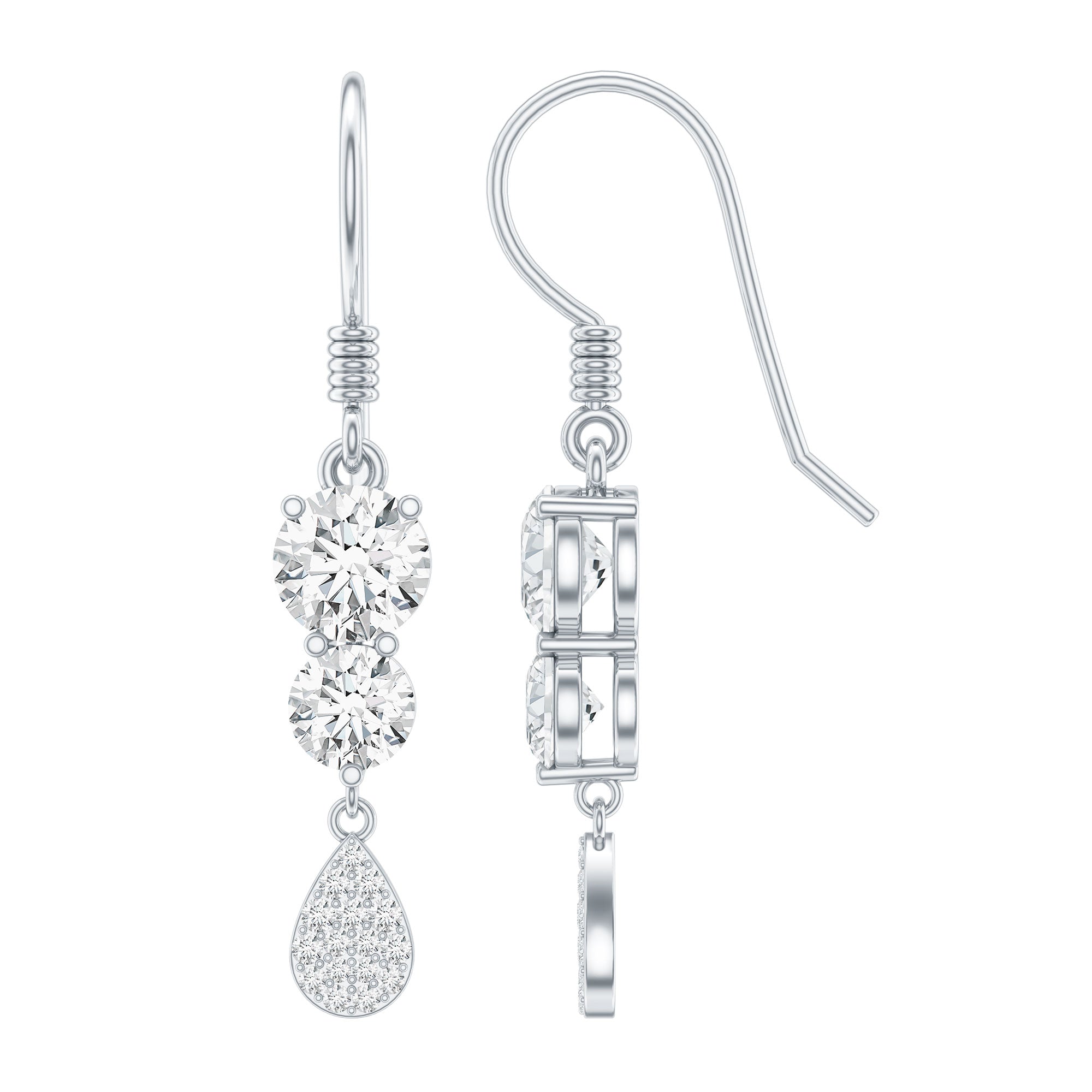 1.75 CT Moissanite Minimal Dangle Earrings in Gold D-VS1 - Rosec Jewels