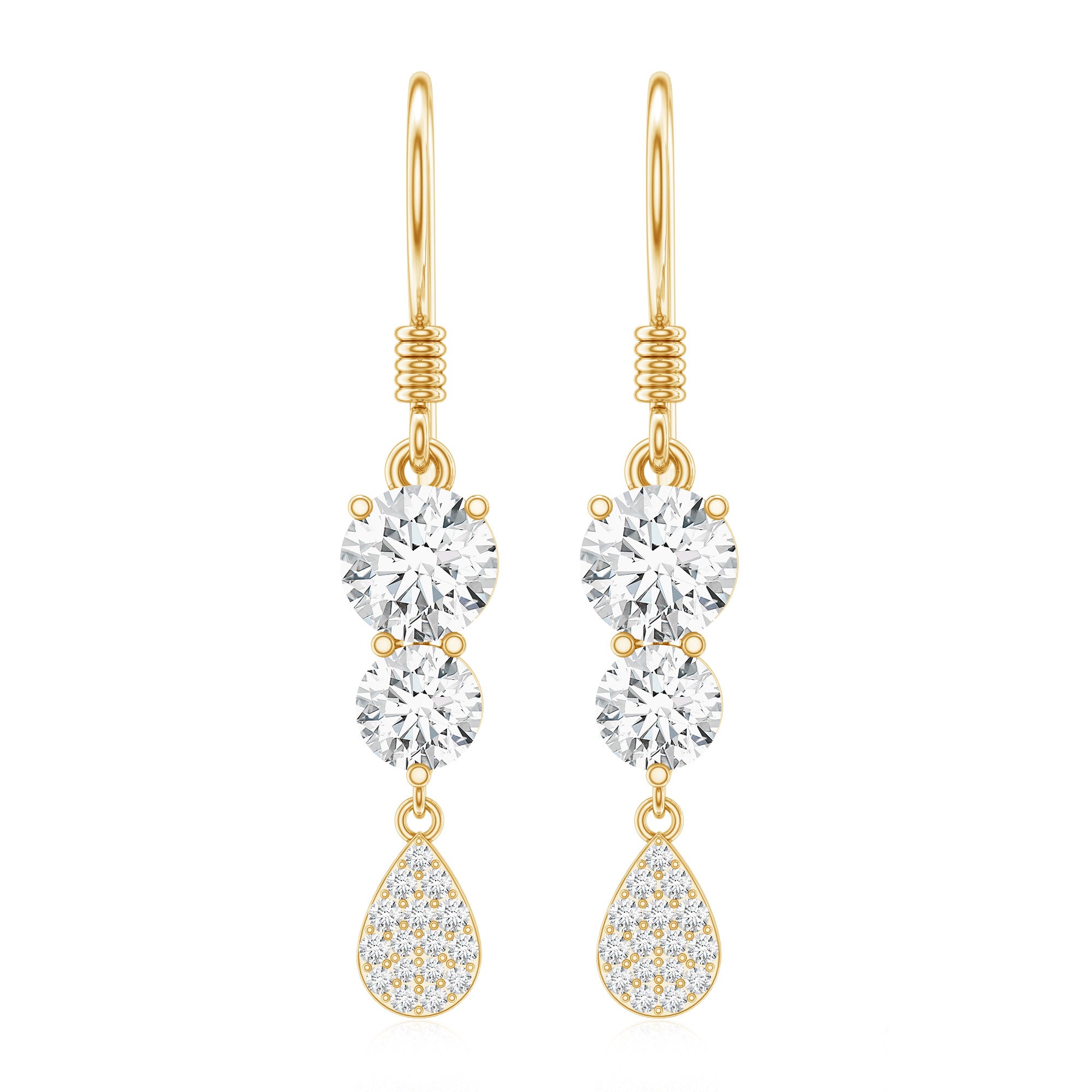 1.75 CT Moissanite Minimal Dangle Earrings in Gold D-VS1 - Rosec Jewels