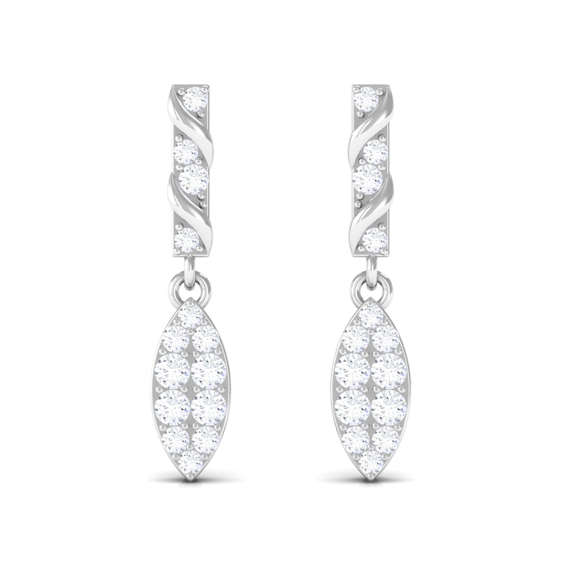 Certified Moissanite Leaf Dangle Drop Earrings D-VS1 - Rosec Jewels