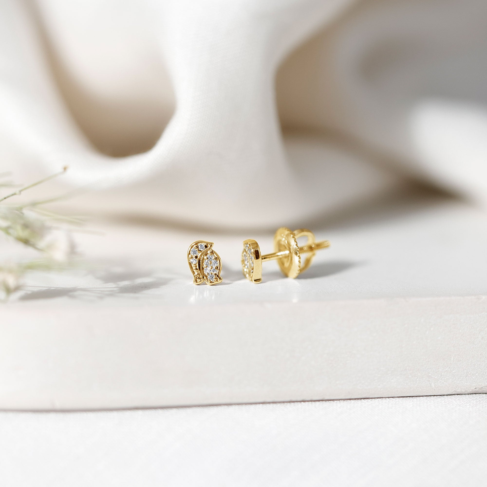 Natural Diamond Christmas Penguin Earrings With Certificate Natural - ( HI-SI ) - Rosec Jewels