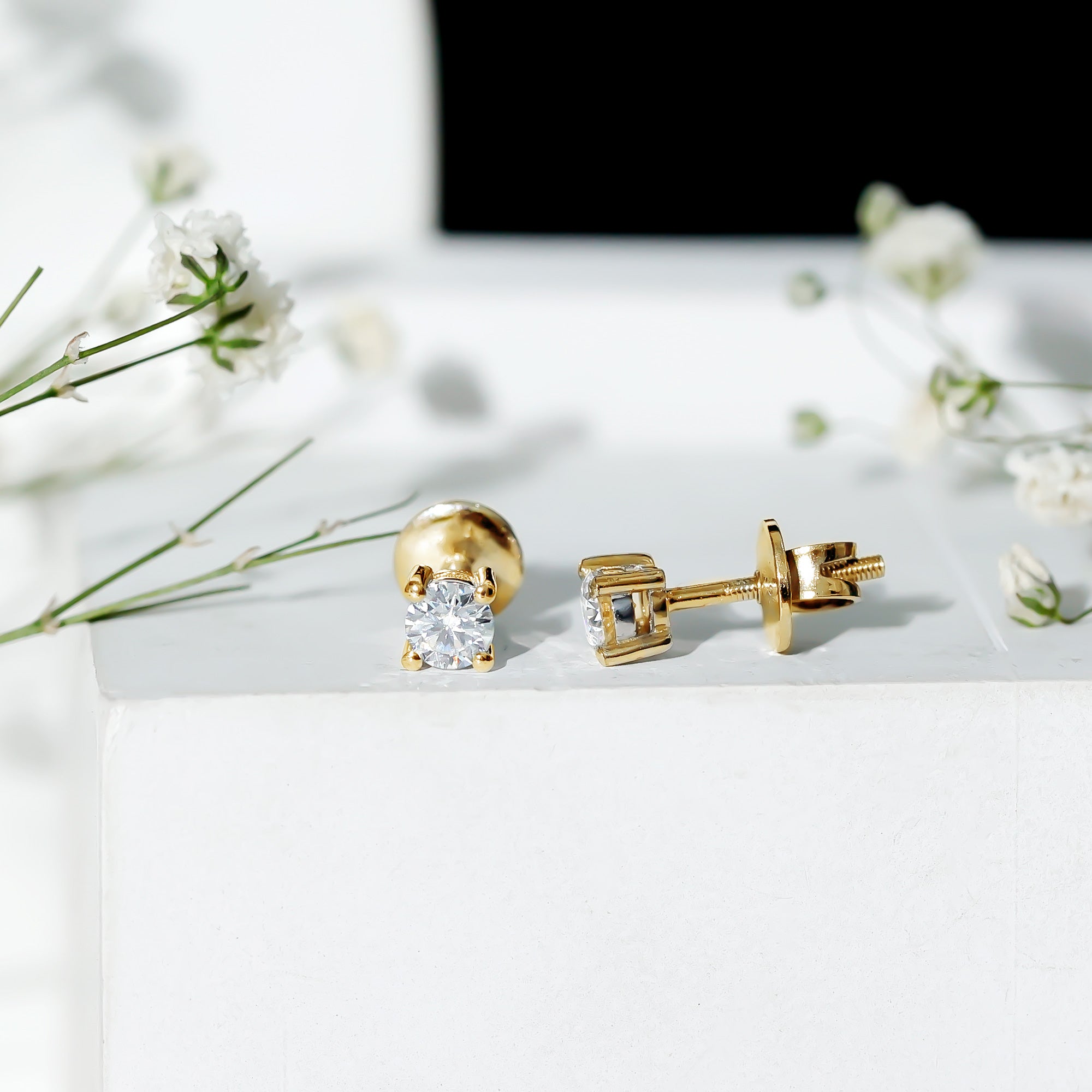 Certified Lab Grown Diamond 4 Prong Stud Earrings Lab - ( EF-VS ) - Rosec Jewels