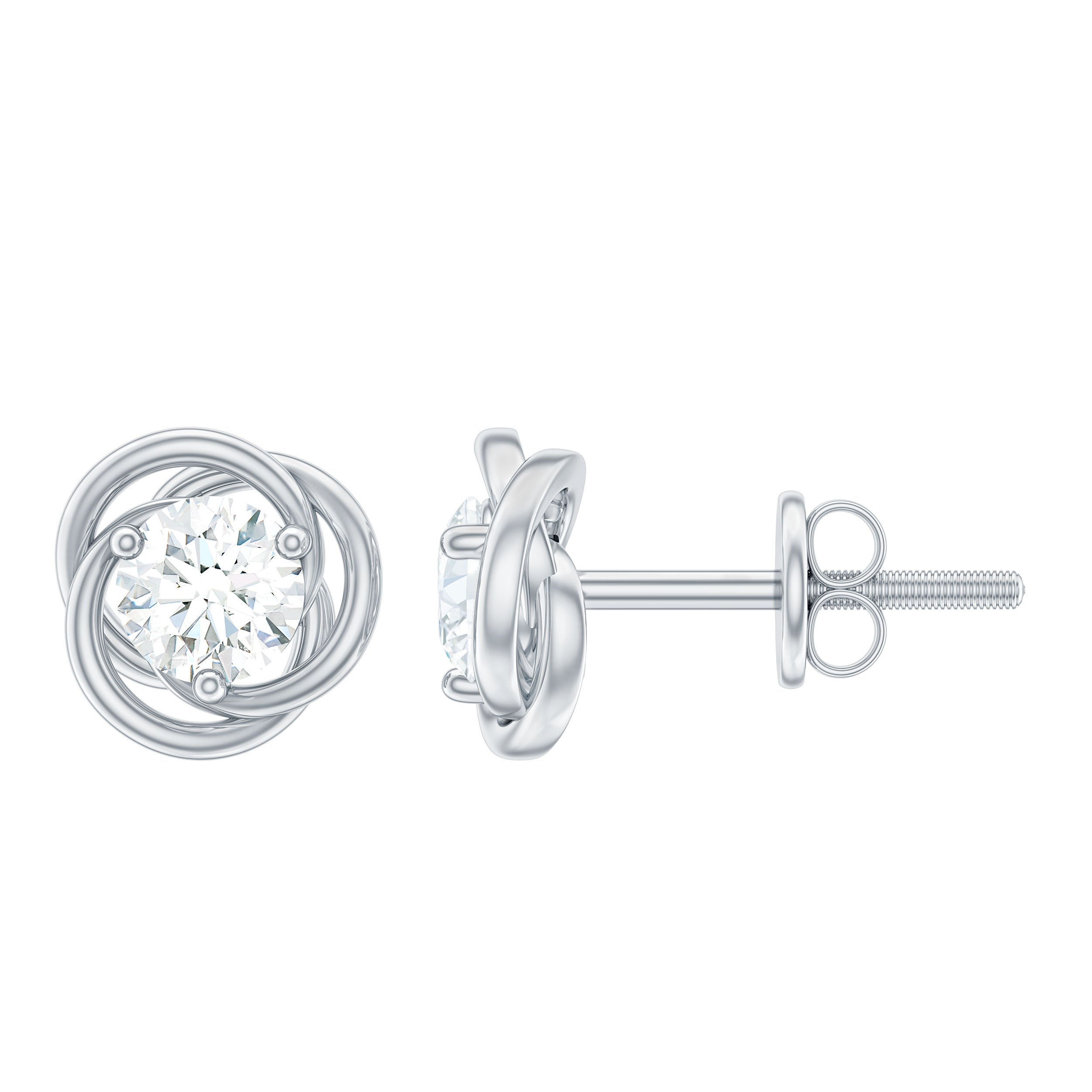 Certified Lab Grown Diamond Swirl Earrings With Screw Back