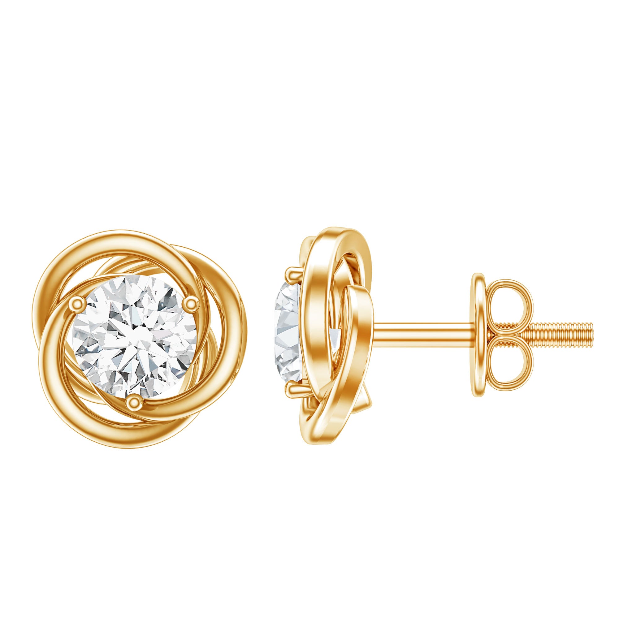 Certified Lab Grown Diamond Swirl Earrings With Screw Back Lab - ( EF-VS ) - Rosec Jewels