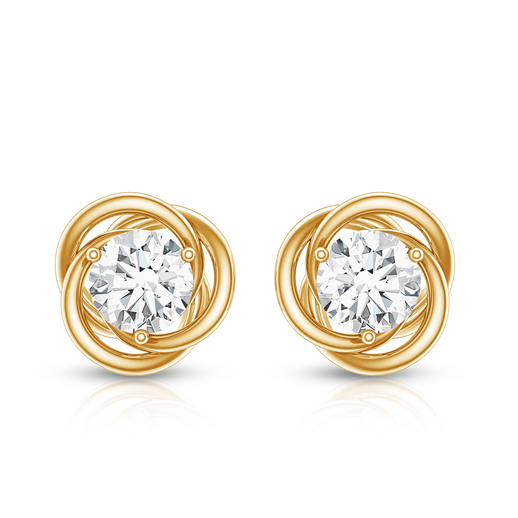 Certified Lab Grown Diamond Swirl Earrings With Screw Back Lab - ( EF-VS ) - Rosec Jewels