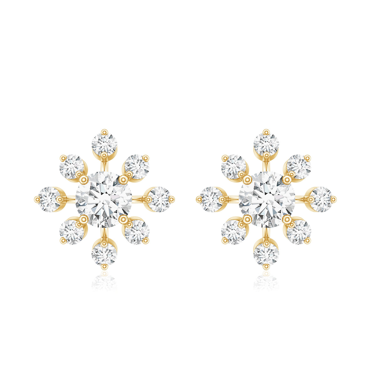 Certified Lab Grown Diamond Snowflake Stud Earrings Lab - ( EF-VS ) - Rosec Jewels