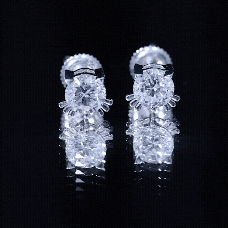 Certified 6MM Lab Grown Diamond Cute Cat Earrings Lab - ( EF-VS ) - Rosec Jewels