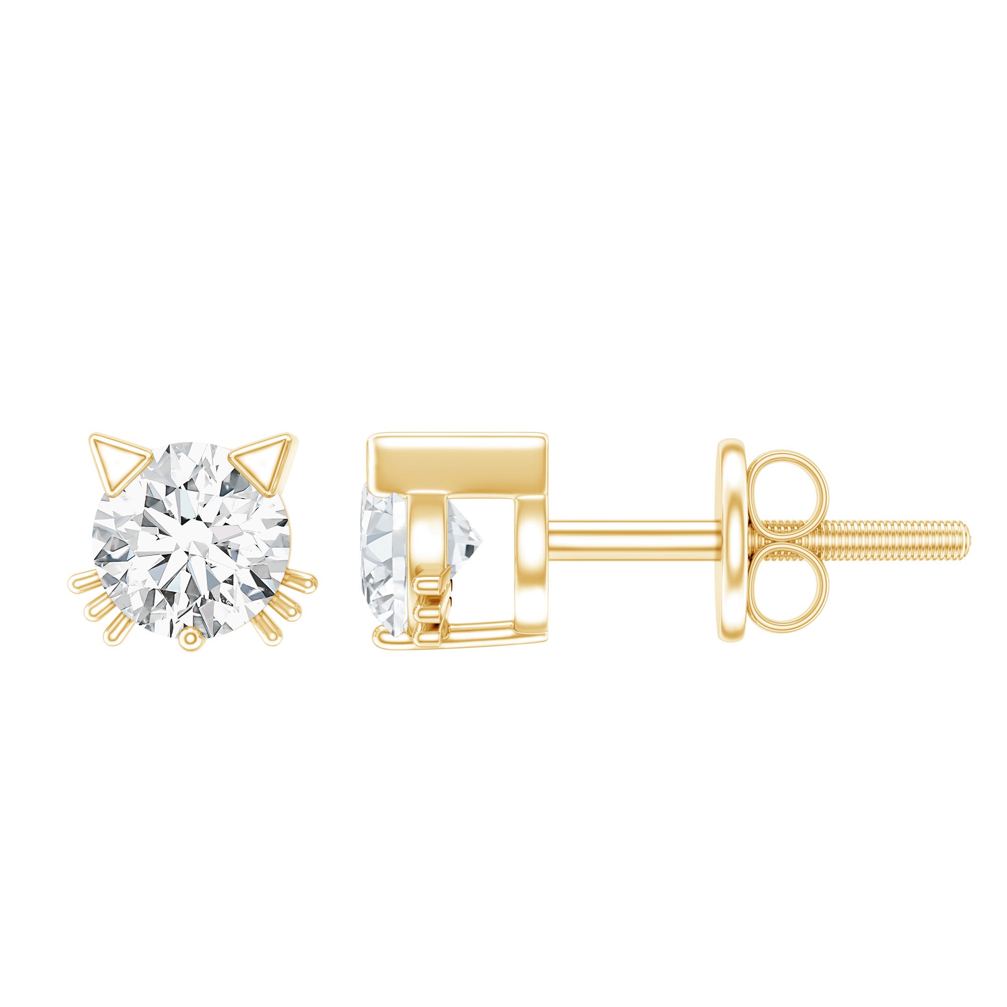 Certified 6MM Lab Grown Diamond Cute Cat Earrings Lab - ( EF-VS ) - Rosec Jewels