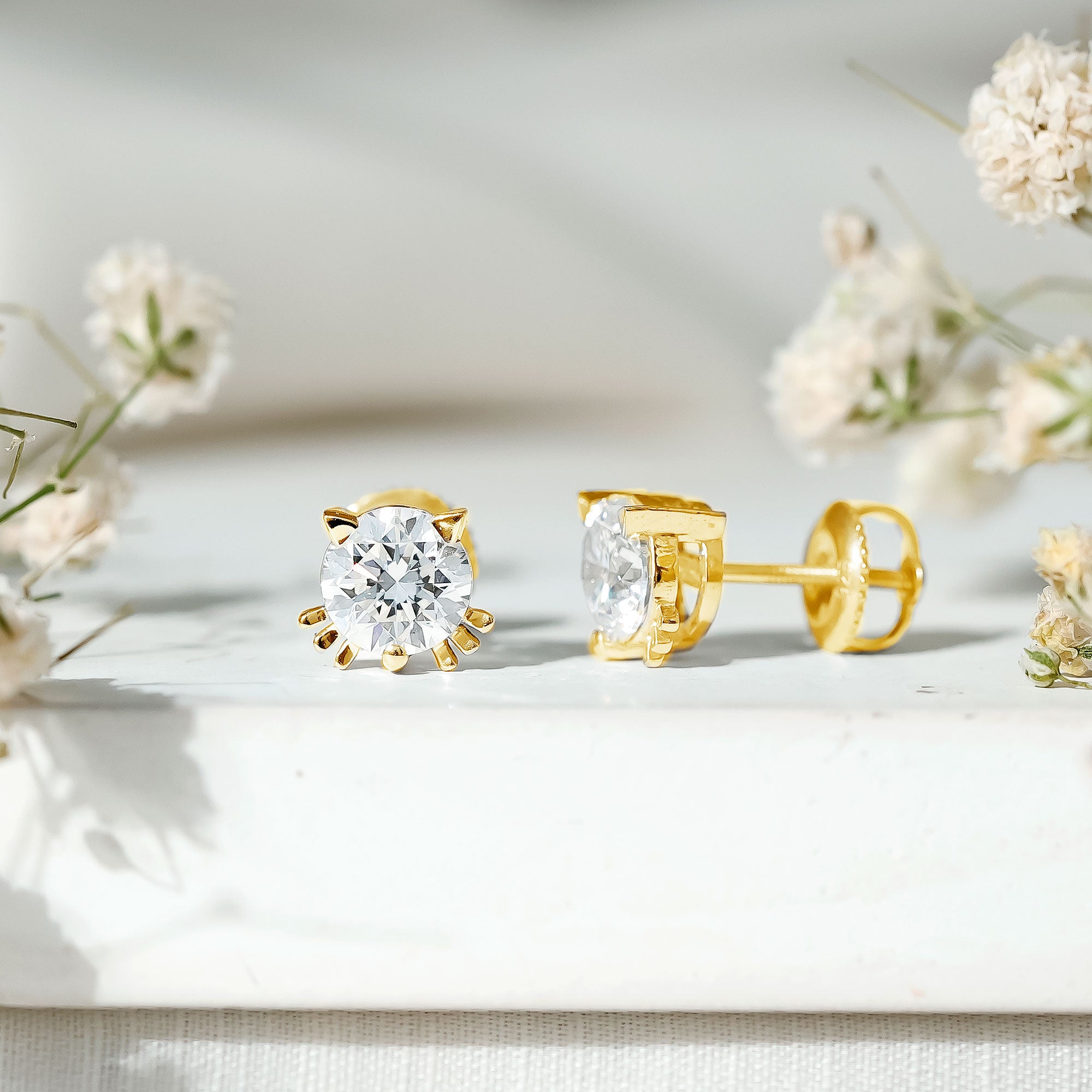 Certified 6MM Lab Grown Diamond Cute Cat Earrings Lab - ( EF-VS ) - Rosec Jewels