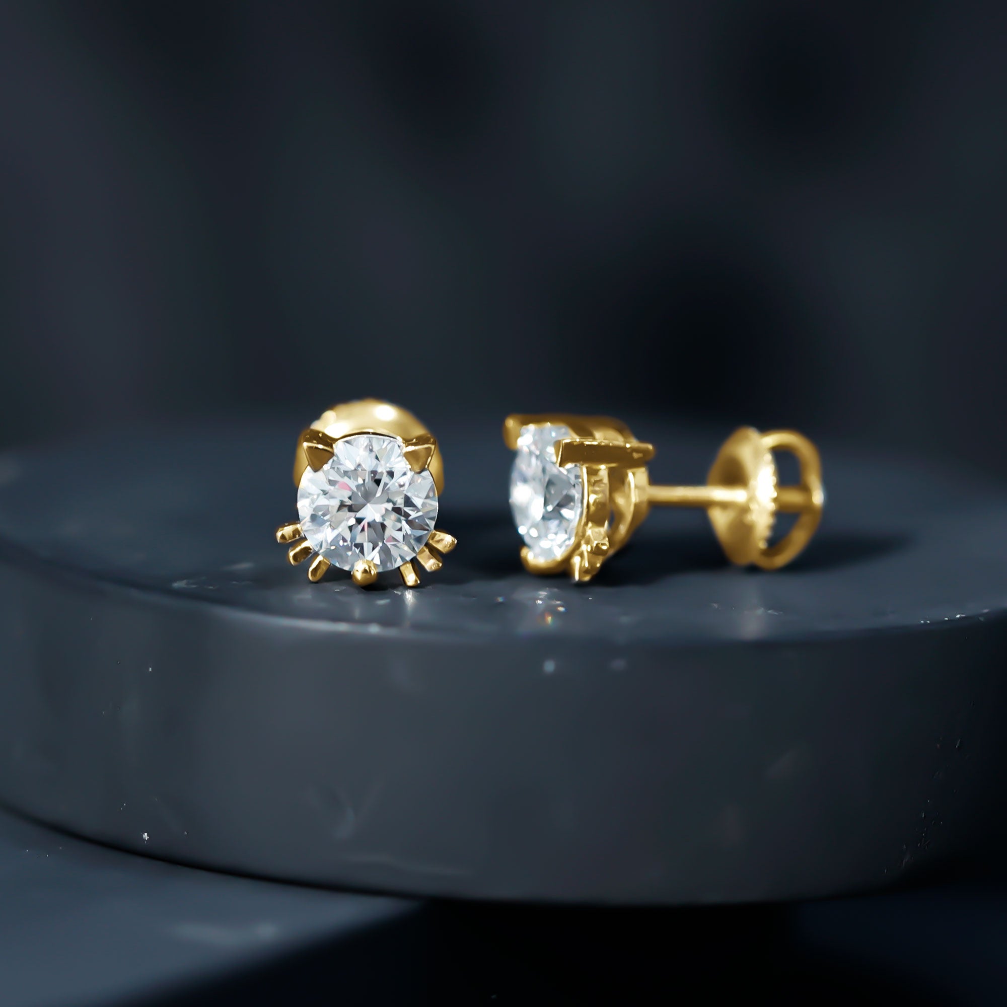 Certified 6MM Lab Grown Diamond Cute Cat Earrings Lab - ( EF-VS ) - Rosec Jewels