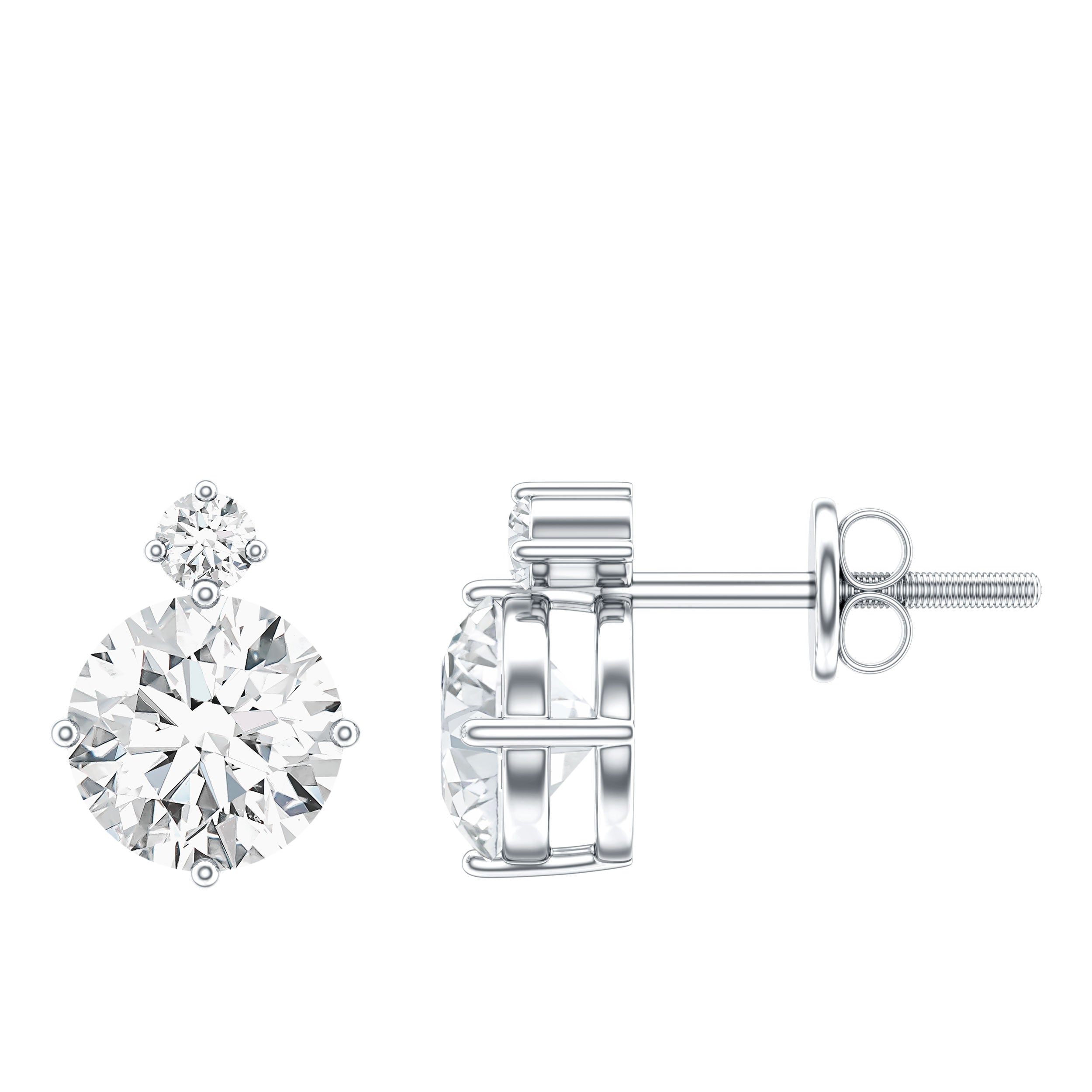 Lab 6 MM Round Diamond Solitaire Stud Earrings Lab - ( EF-VS ) - Rosec Jewels