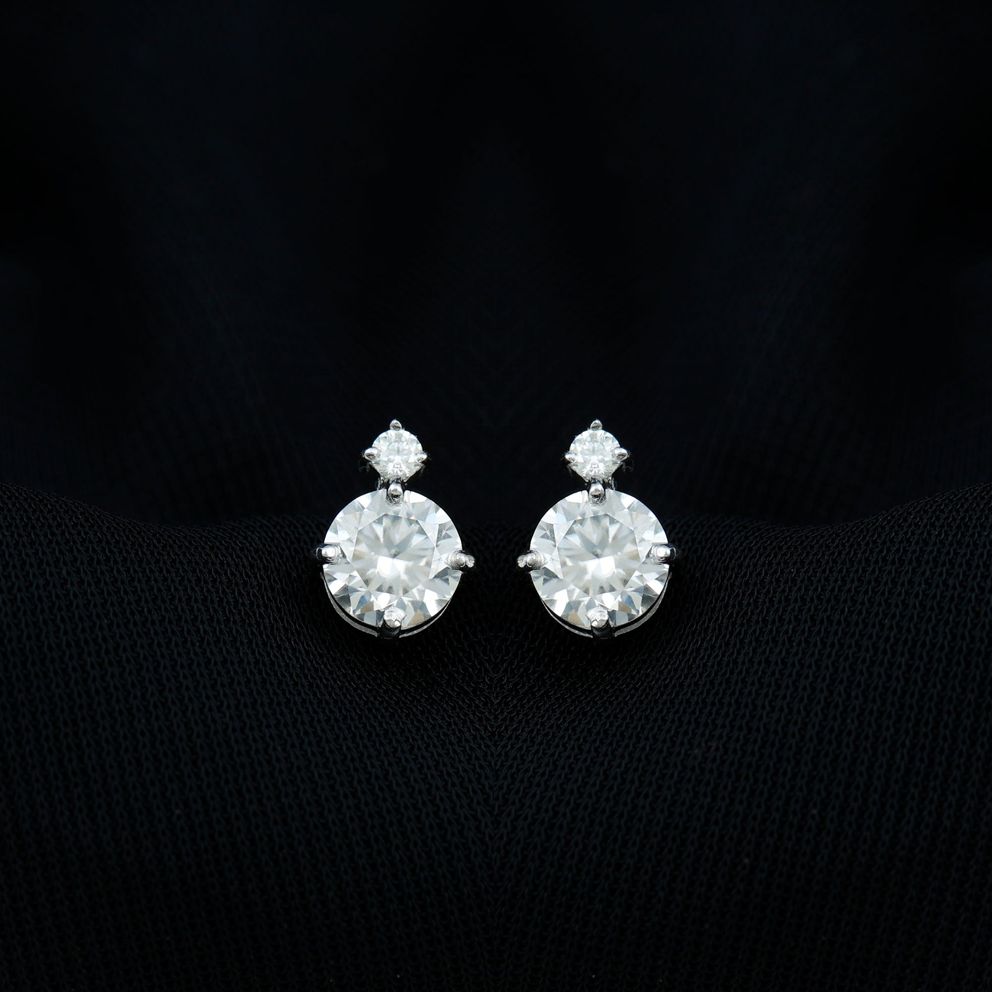 Lab 6 MM Round Diamond Solitaire Stud Earrings Lab - ( EF-VS ) - Rosec Jewels