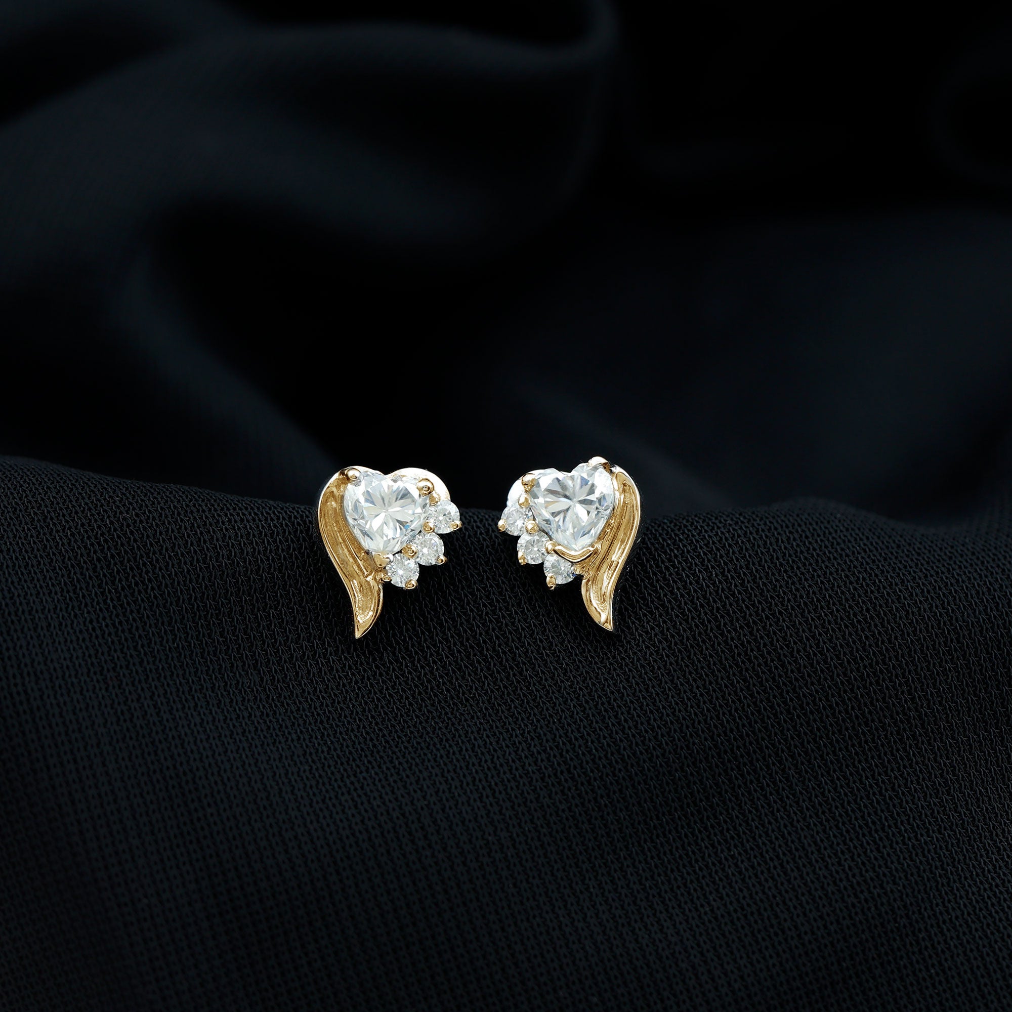 Heart Shape Lab Grown Diamond Minimal Stud Earrings with Screw Back Lab - ( EF-VS ) - Rosec Jewels