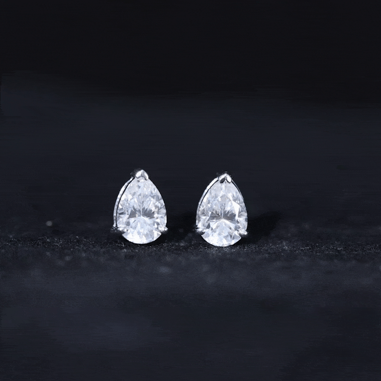 Pear Shape Lab Grown Diamond Solitaire Stud Earrings Lab - ( EF-VS ) - Rosec Jewels