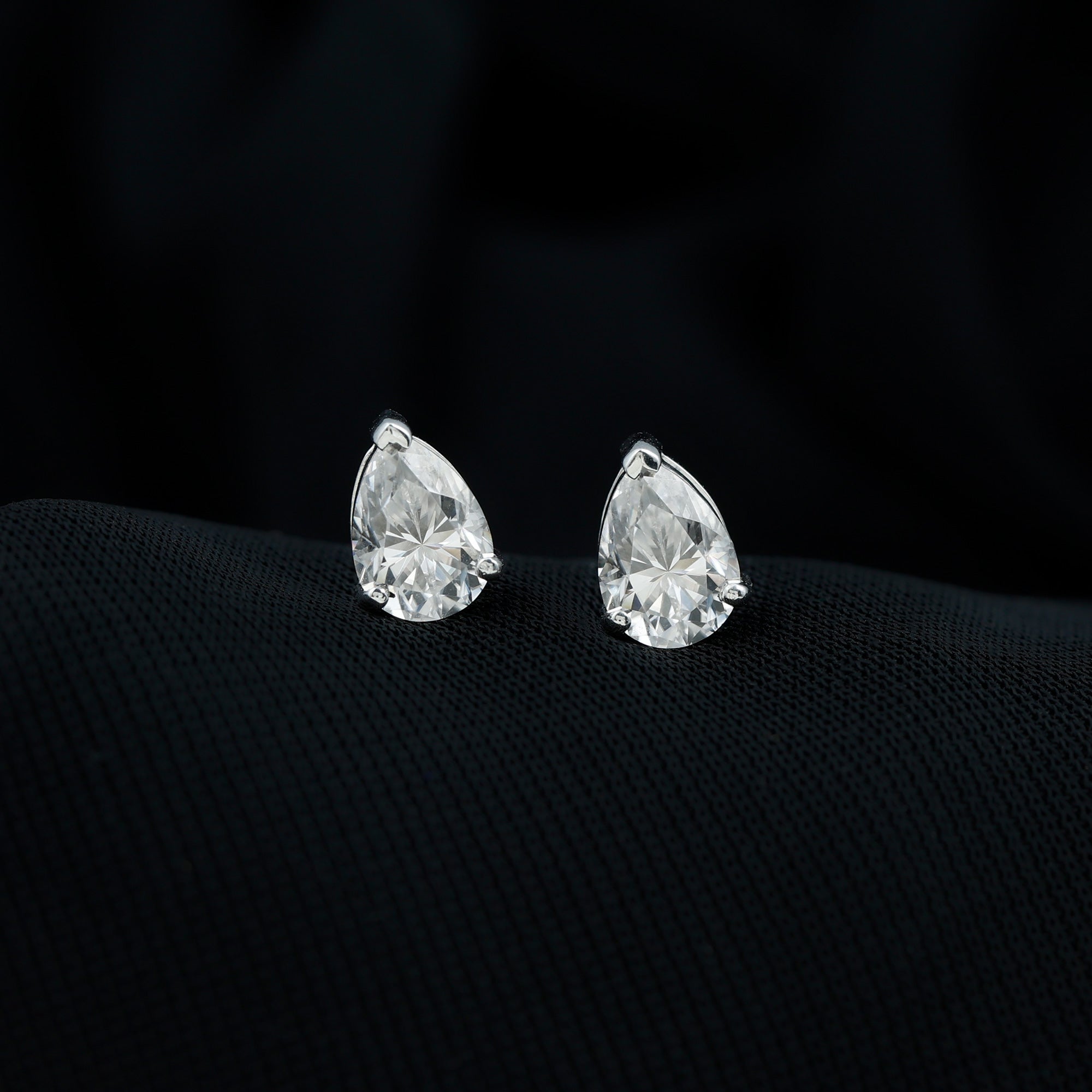 Pear Shape Lab Grown Diamond Solitaire Stud Earrings Lab - ( EF-VS ) - Rosec Jewels