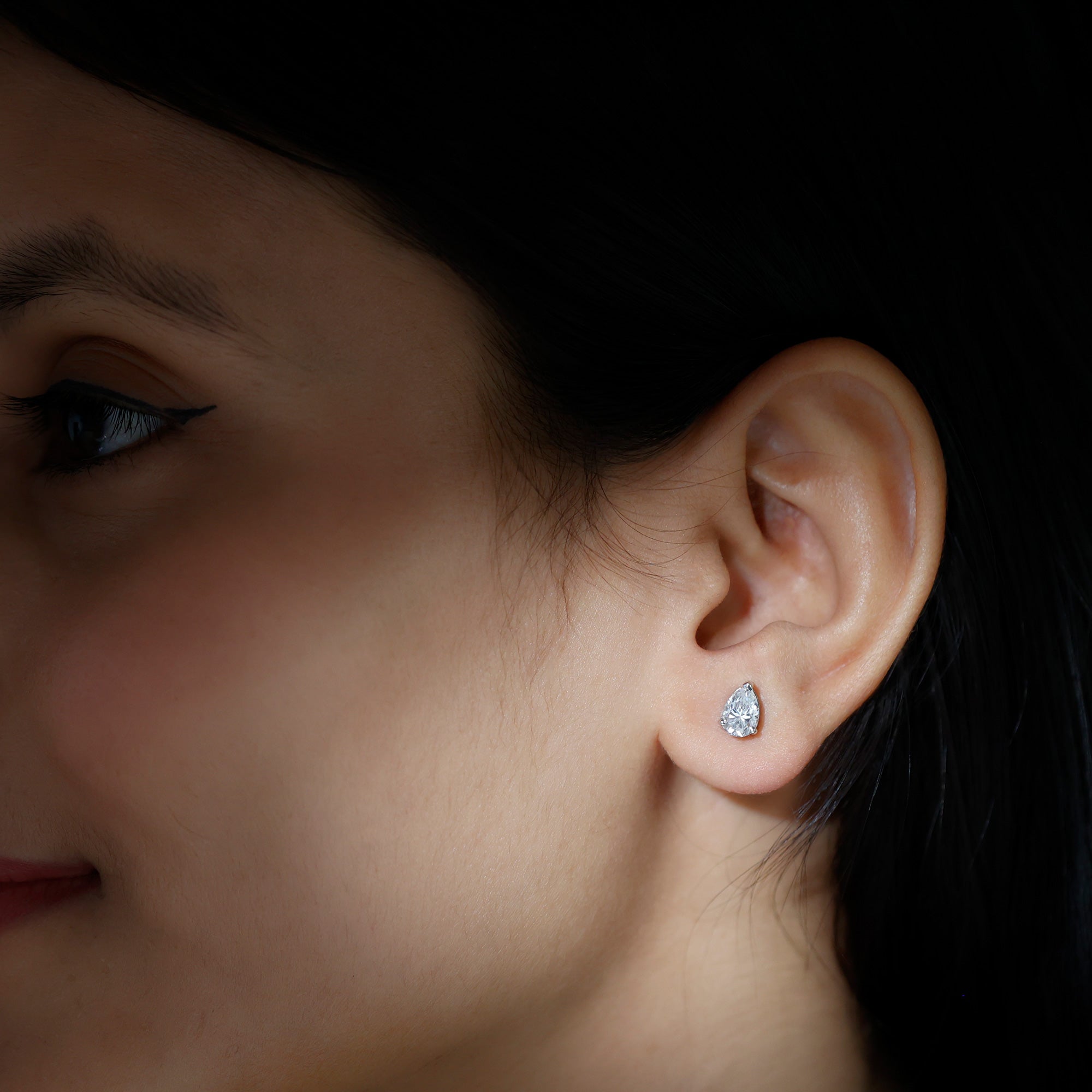 Pear Shape Lab Grown Diamond Solitaire Stud Earrings Lab - ( EF-VS ) - Rosec Jewels
