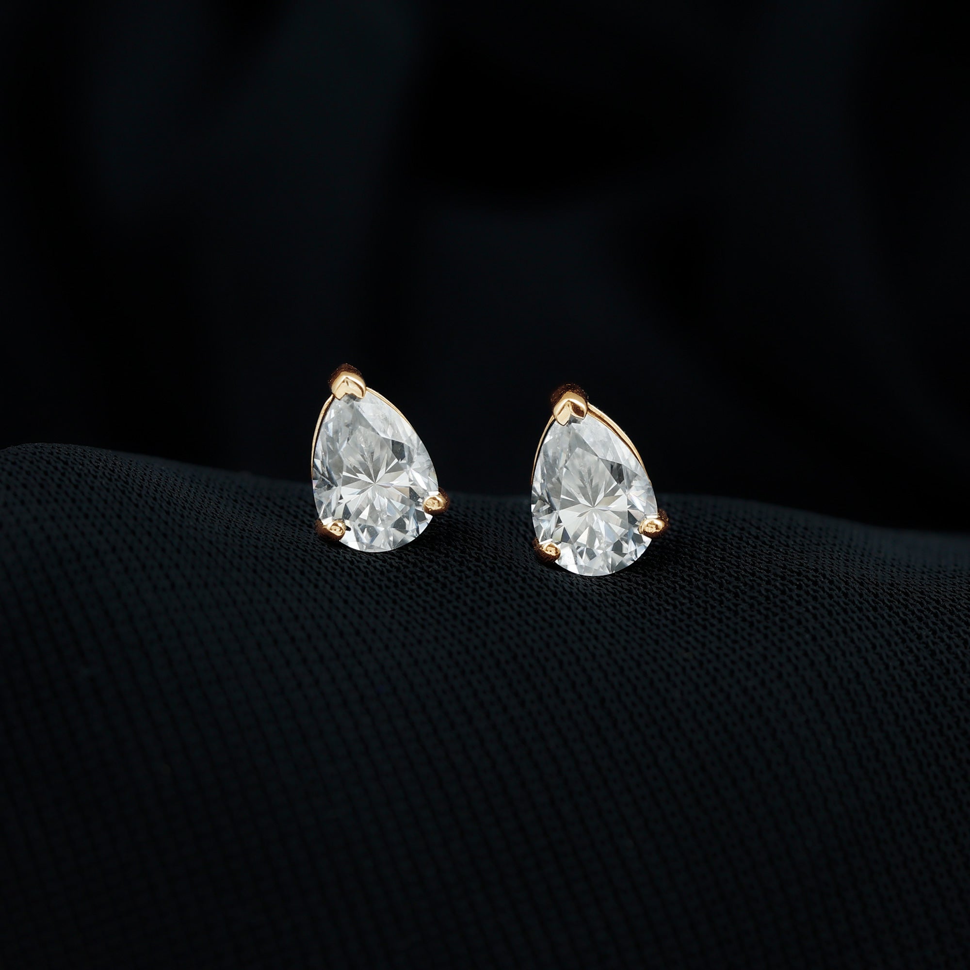 Pear Shape Lab Grown Diamond Solitaire Stud Earrings Lab - ( EF-VS ) - Rosec Jewels