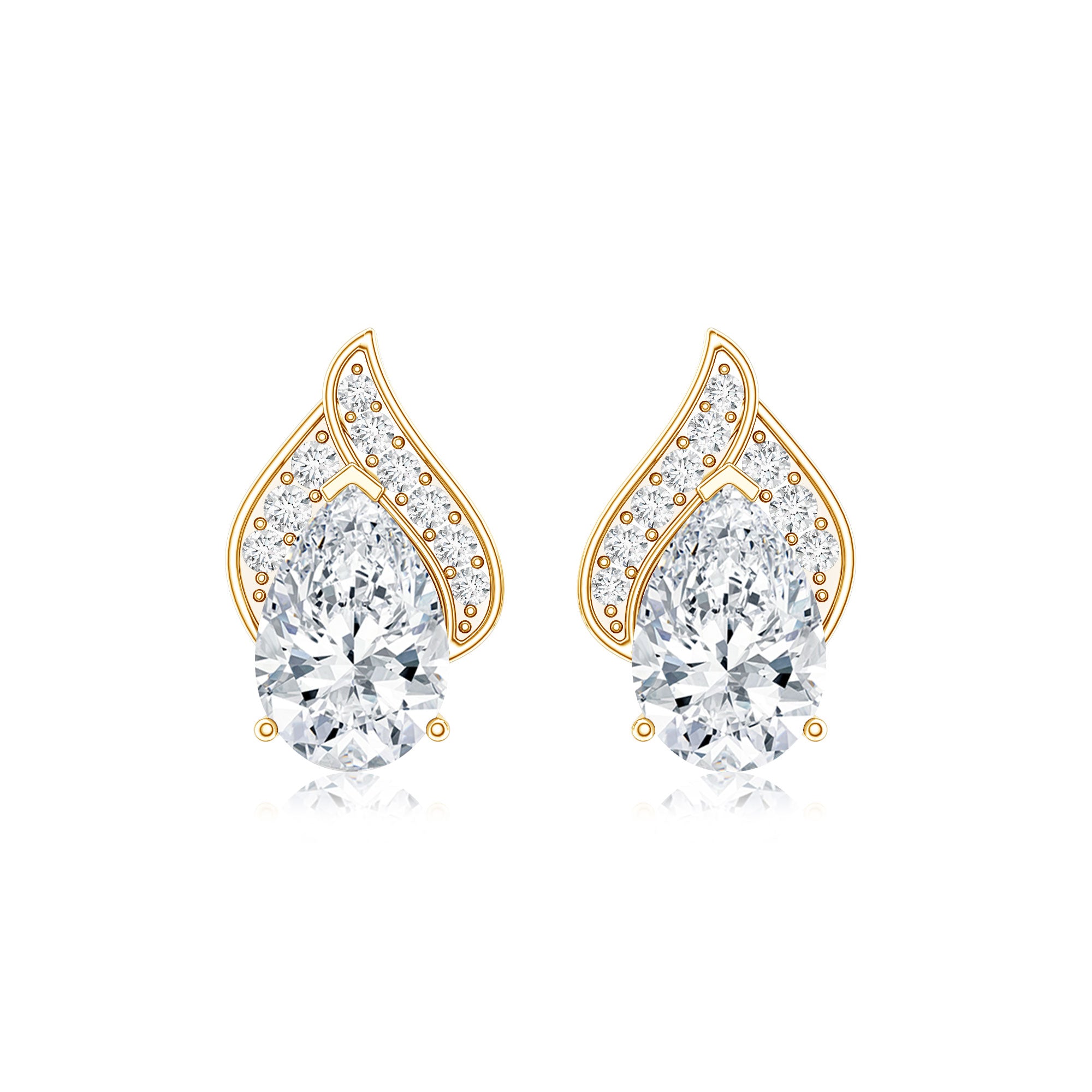 Pear Shape Lab Grown Diamond Classic Stud Earrings Lab - ( EF-VS ) - Rosec Jewels