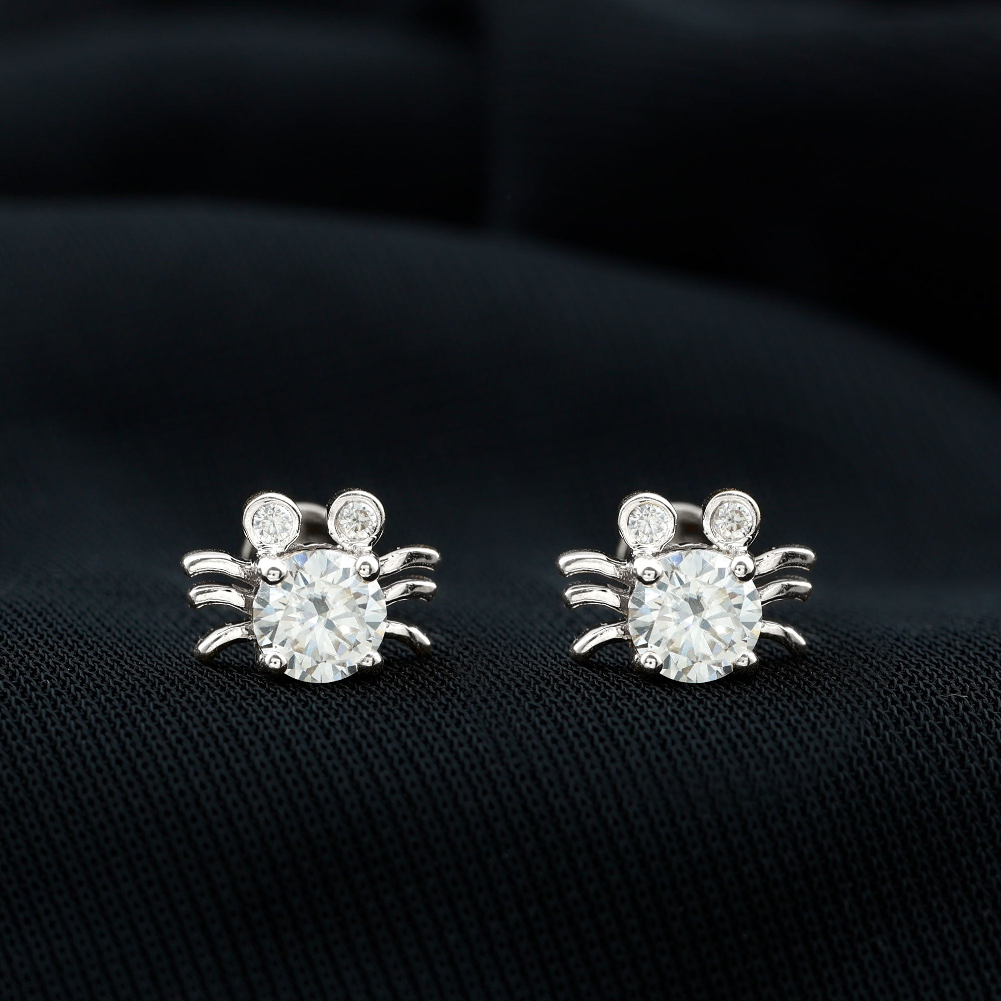 Lab Grown Diamond Spider Stud Earrings with Screw Back Lab - ( EF-VS ) - Rosec Jewels