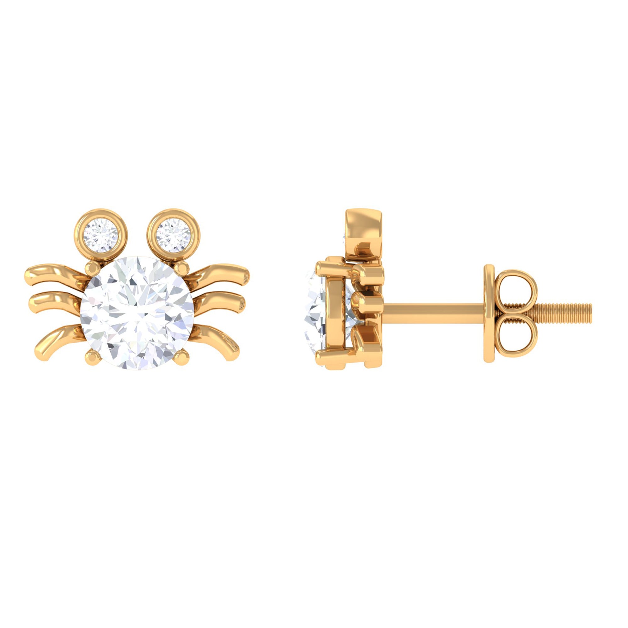 Lab Grown Diamond Spider Stud Earrings with Screw Back Lab - ( EF-VS ) - Rosec Jewels