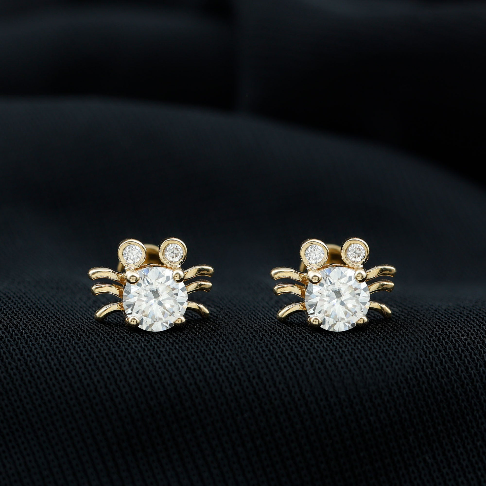Lab Grown Diamond Spider Stud Earrings with Screw Back Lab - ( EF-VS ) - Rosec Jewels