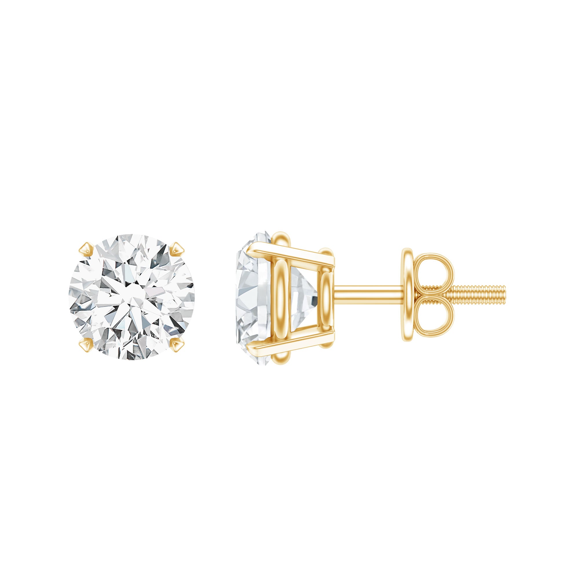 Lab Grown Diamond Solitaire Stud Earrings with Screw Back Lab - ( EF-VS ) - Rosec Jewels