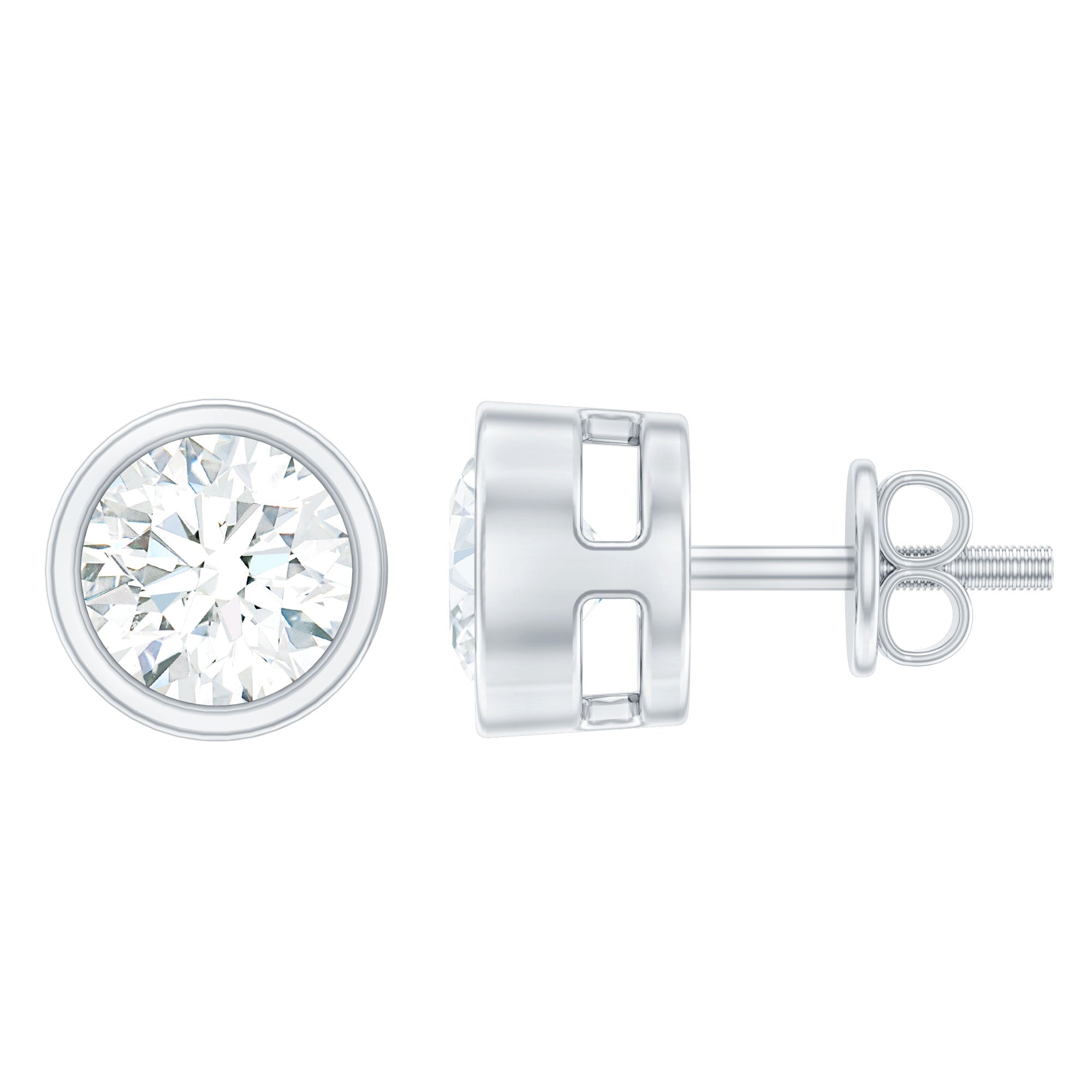 Simple Solitaire Stud Earrings with Lab Grown Diamond