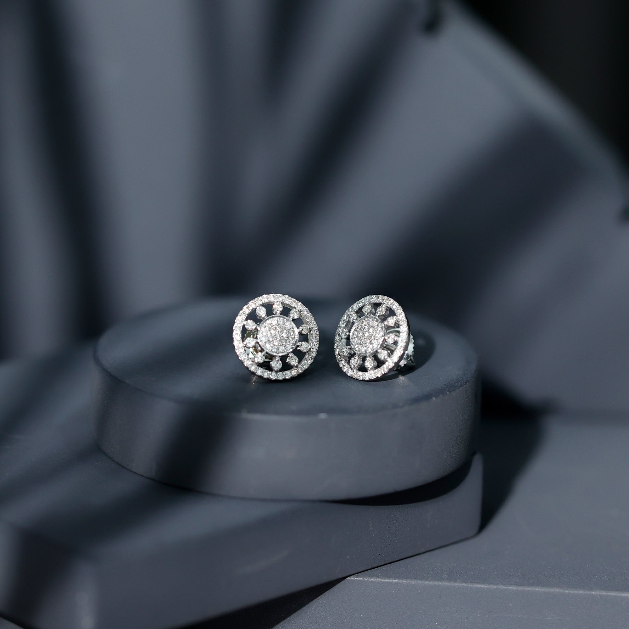 Certified Diamond Statement Ear Studs Natural - ( HI-SI ) - Rosec Jewels