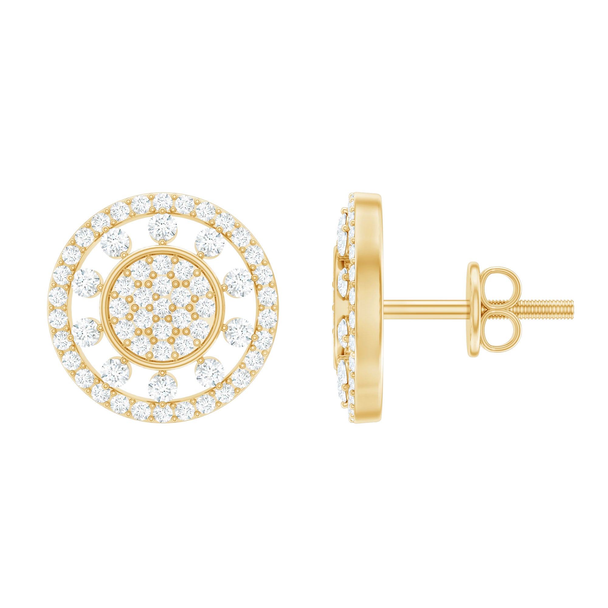 Certified Diamond Statement Ear Studs Natural - ( HI-SI ) - Rosec Jewels