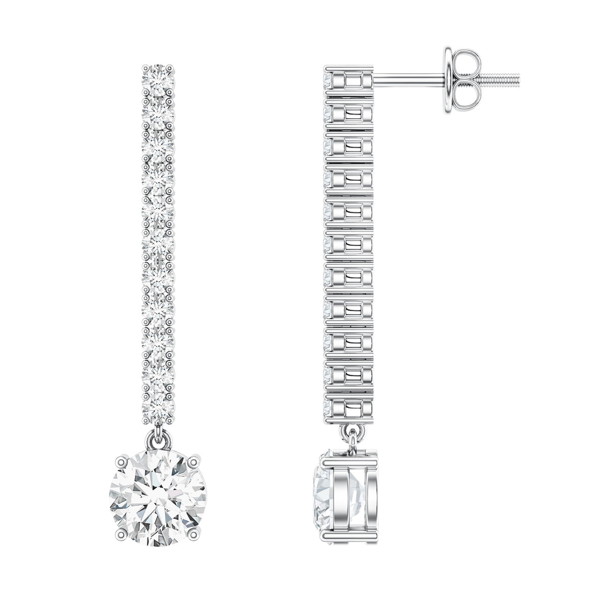 2 Carat Lab Grown Diamond Drop Earrings with IGI Certificate Lab - ( E-VS1 ) - Rosec Jewels