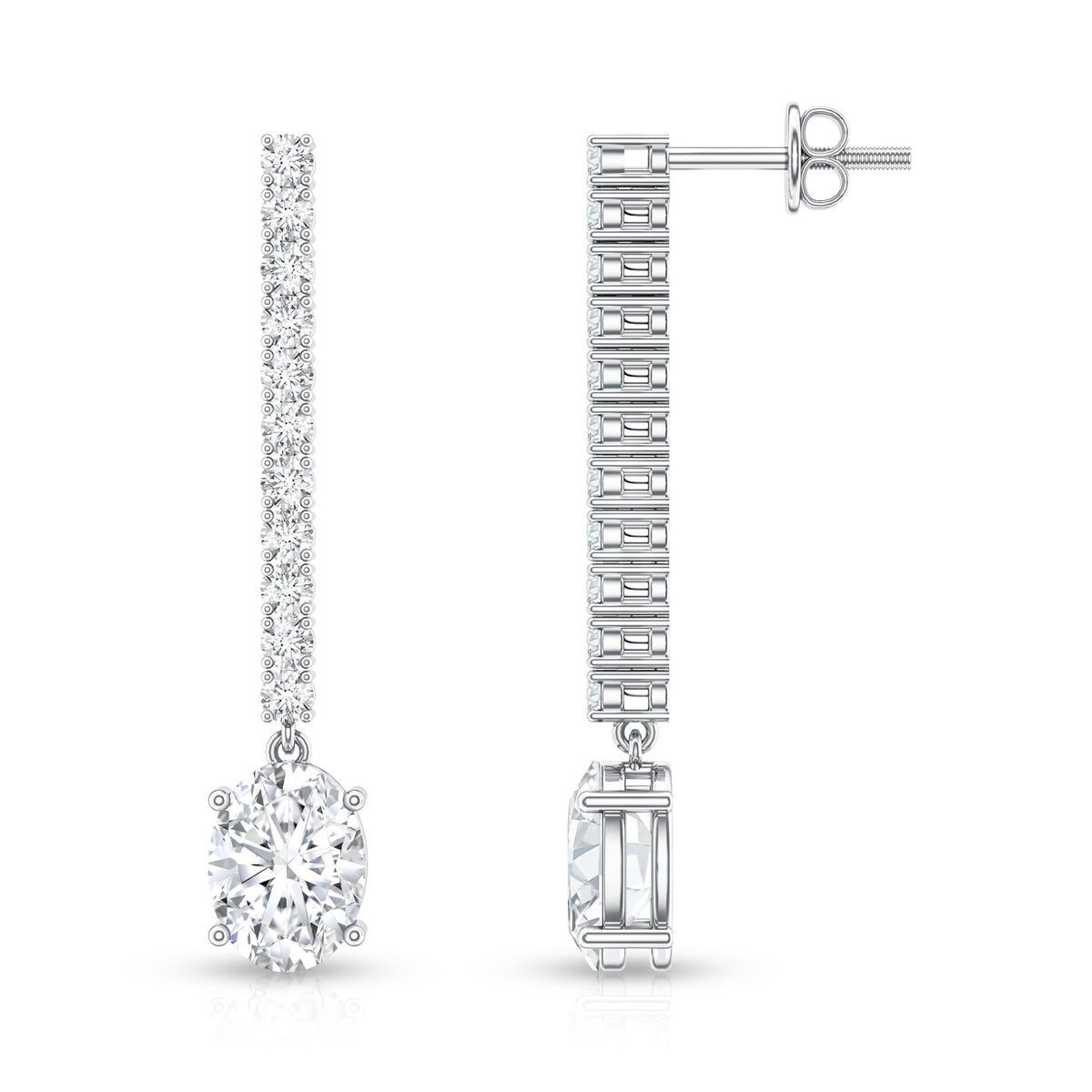 2 Carat Lab Grown Diamond Bridal Drop Earrings with IGI Certificate Lab - ( E-VS1 ) - Rosec Jewels