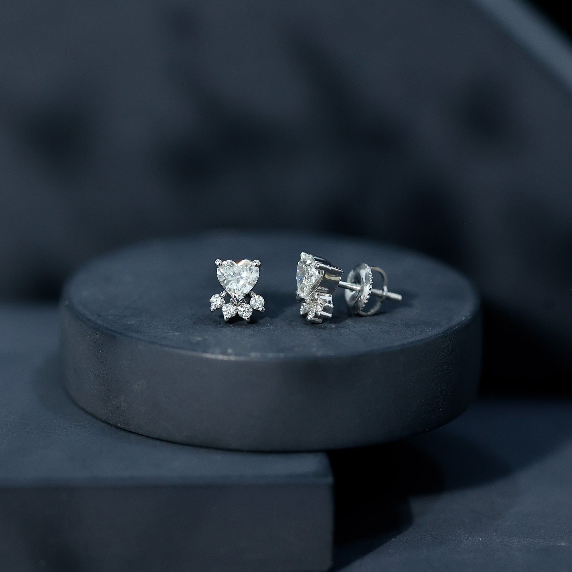 Natural Diamond Paw Stud Earrings for Women Natural - ( HI-SI ) - Rosec Jewels