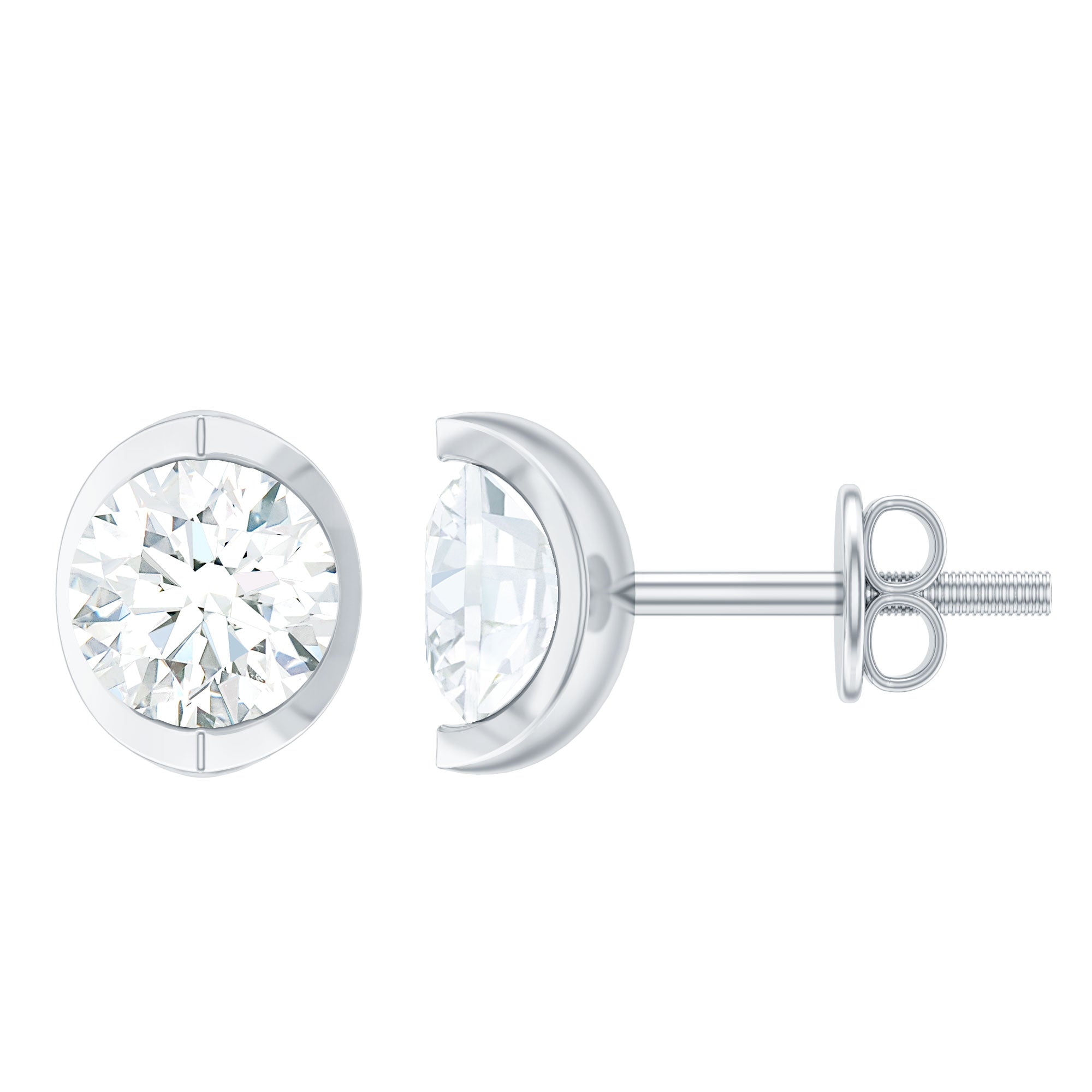 3/4 CT Round Moissanite Solitaire Stud Earrings in Gold