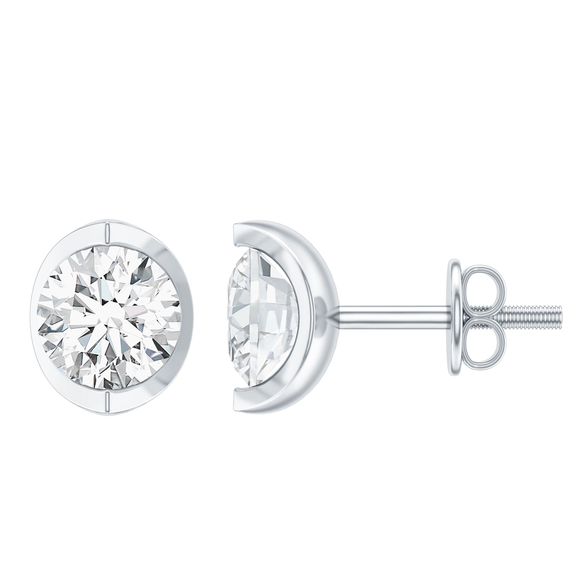 Minimalist 0.63 Carat Round Moissanite Solitaire Stud Earrings D-VS1 - Rosec Jewels