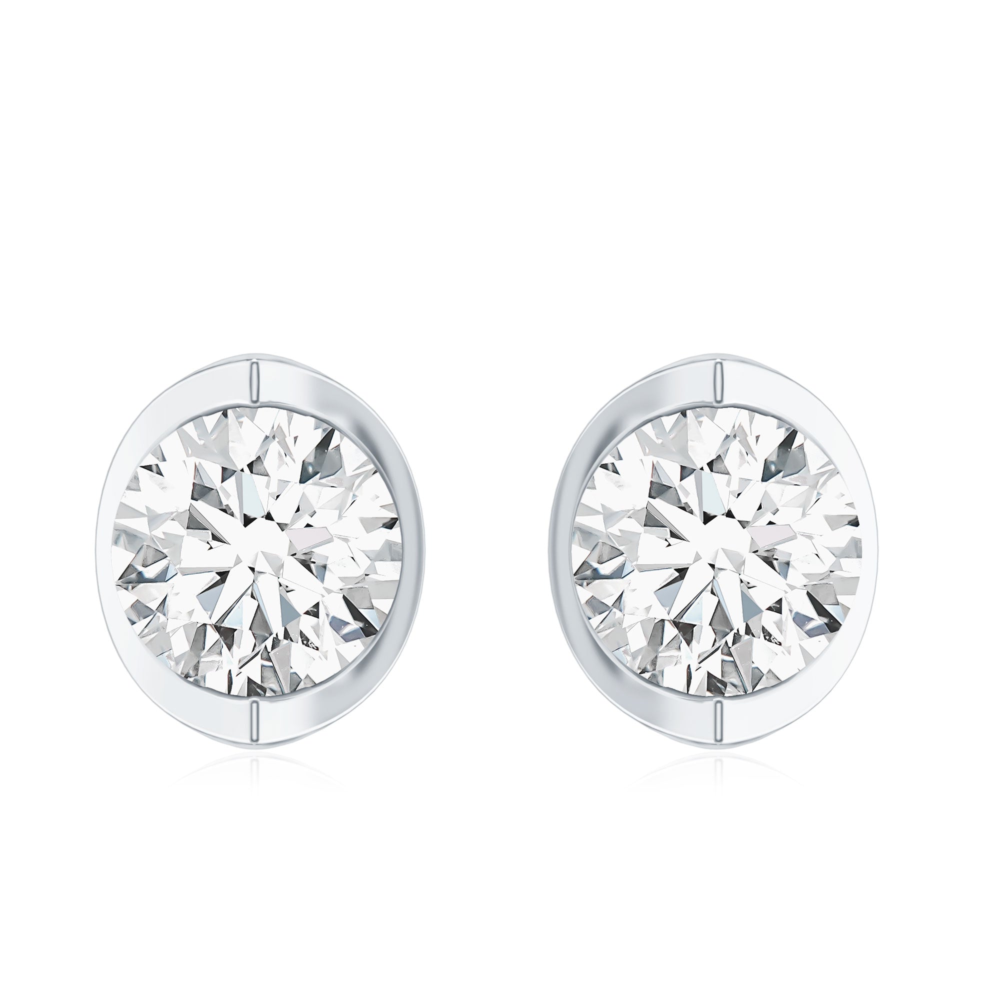 Minimalist 0.63 Carat Round Moissanite Solitaire Stud Earrings D-VS1 - Rosec Jewels