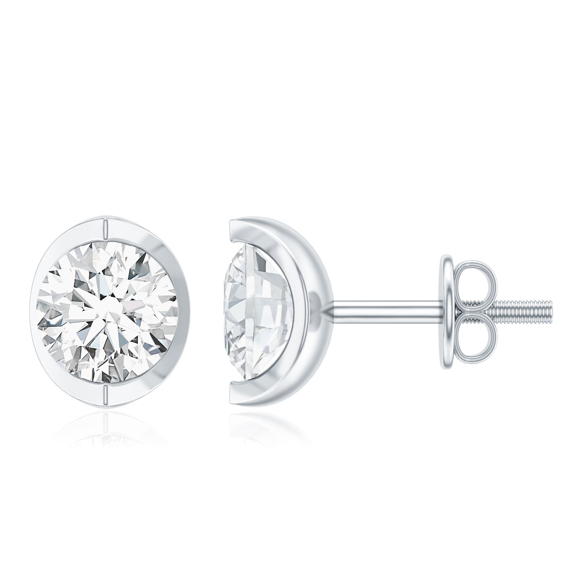 Minimalist 0.63 Carat Round Moissanite Solitaire Stud Earrings D-VS1 - Rosec Jewels
