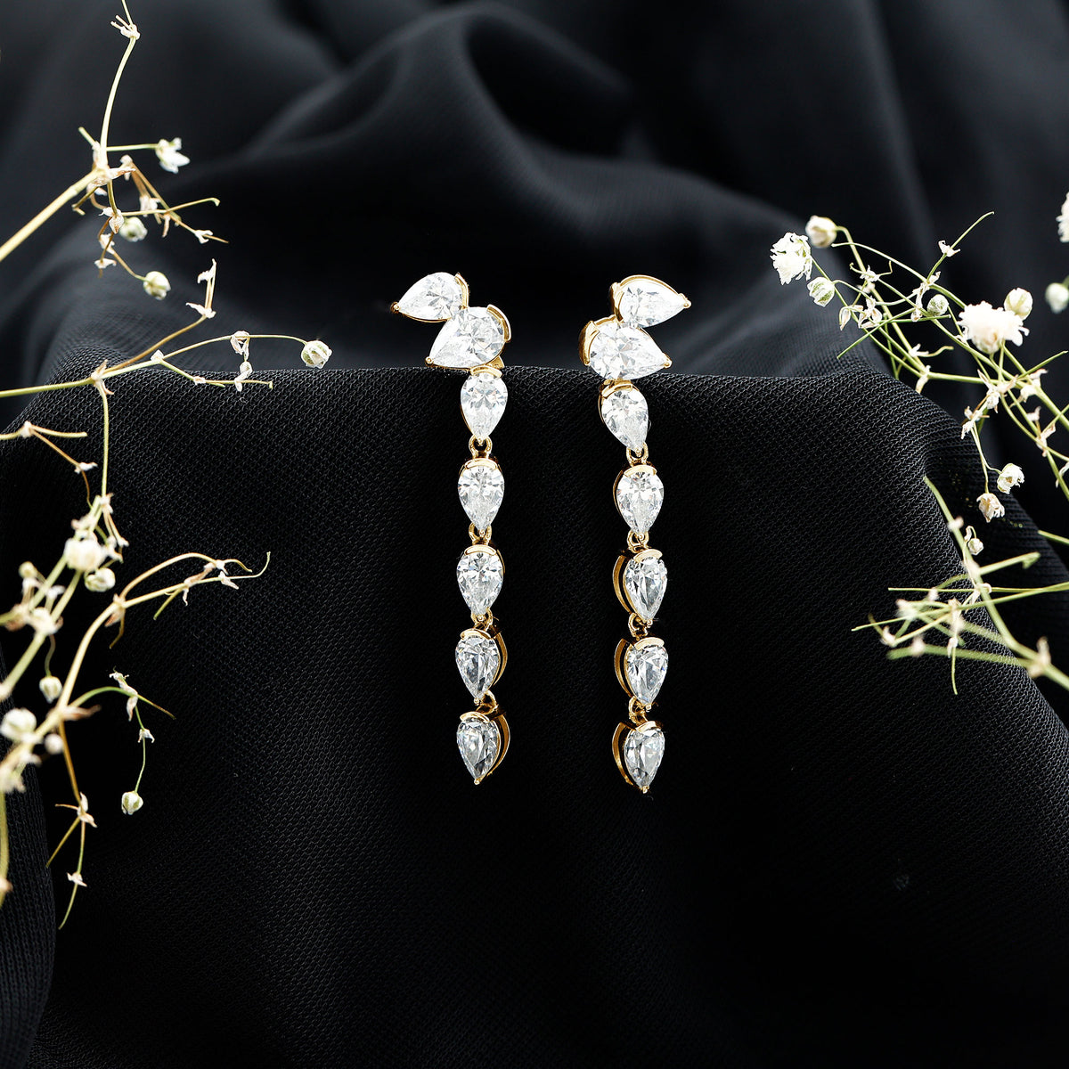 Pear Shape Lab Grown Diamond Dangling Earrings for Women Lab - ( EF-VS ) - Rosec Jewels