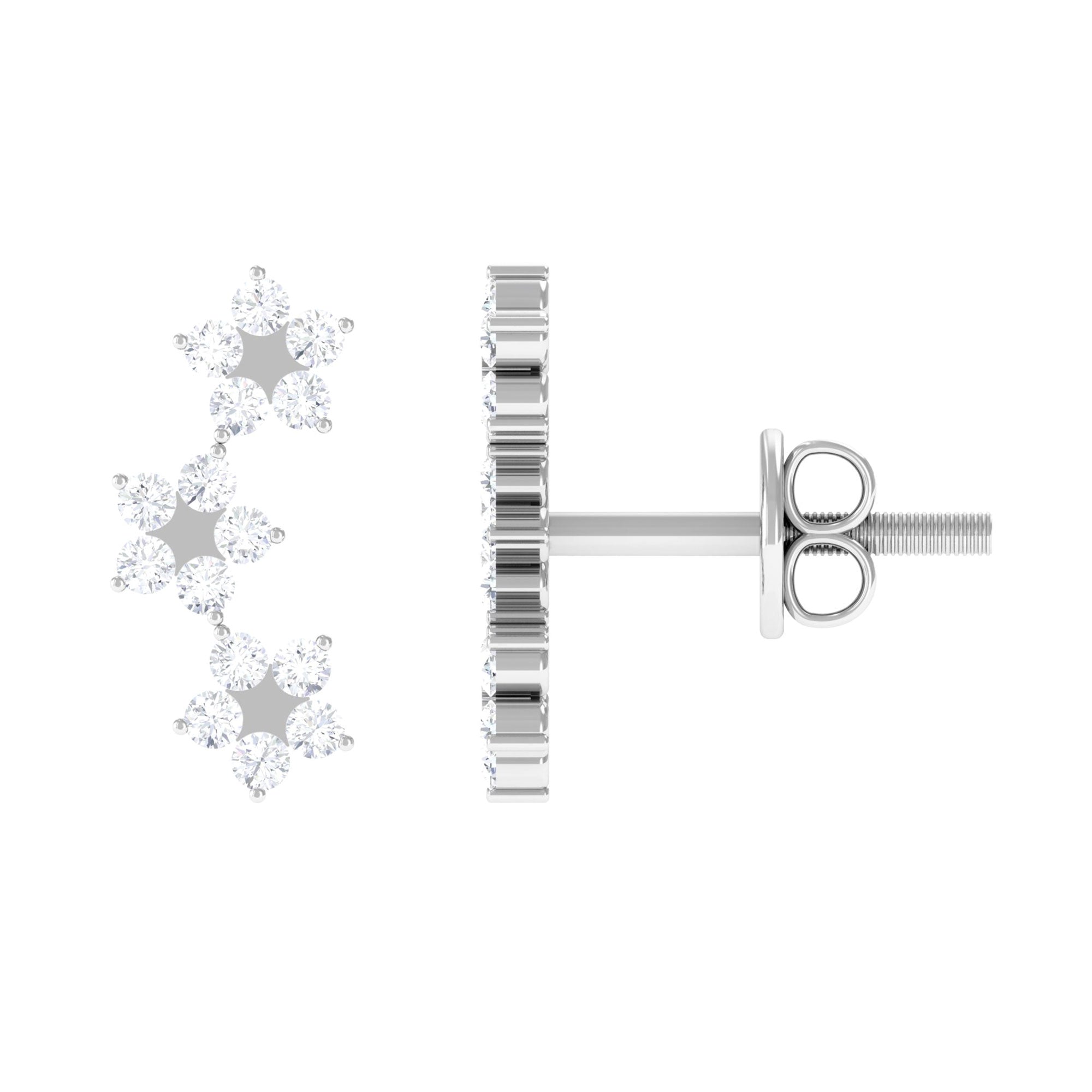 1/2 CT Diamond Floral Climber Earrings in Gold