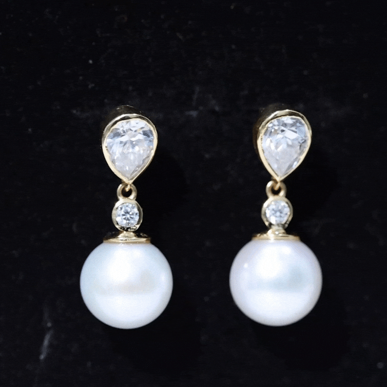 Real Freshwater Pearl and Moissanite Drop Earrings AAA - Rosec Jewels